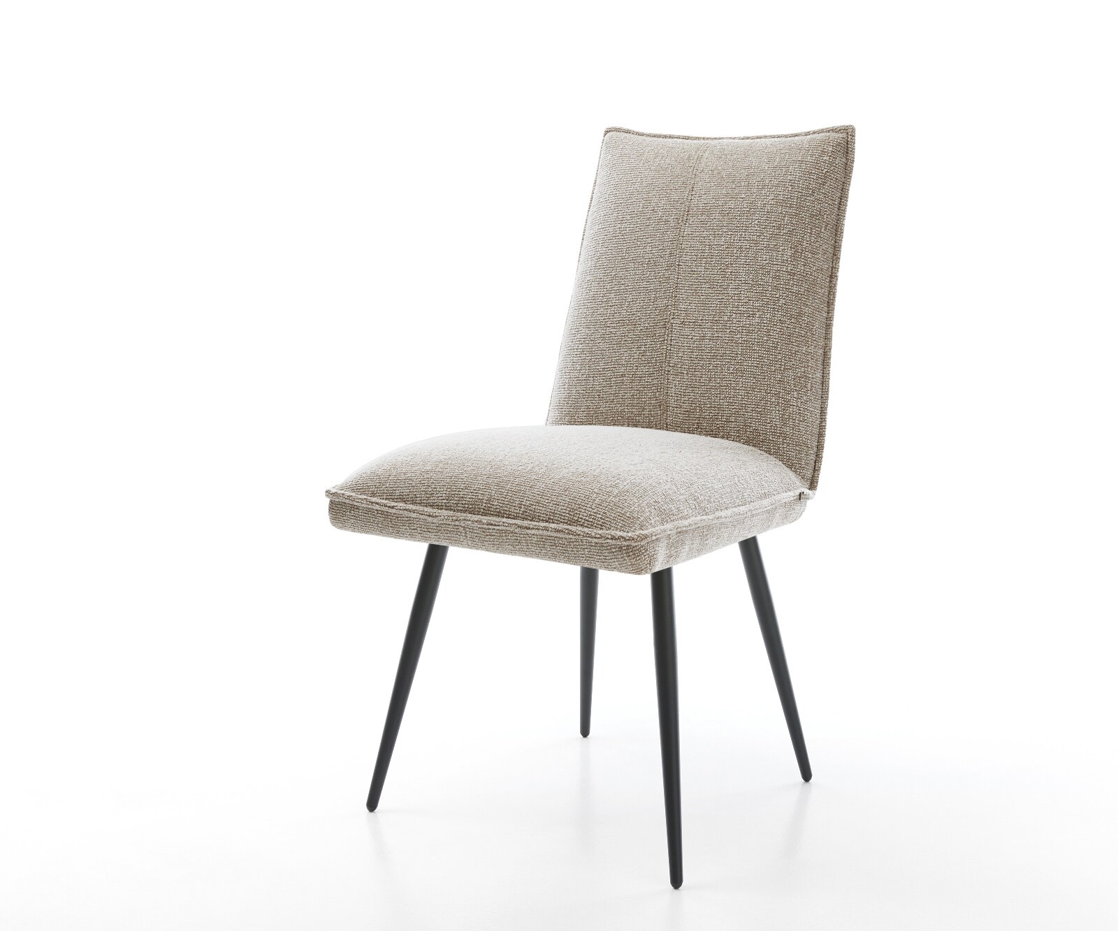 Eetkamerstoel Lelio-Flex geweven stof beige 4-poot conisch zwart pocketveer kern 1