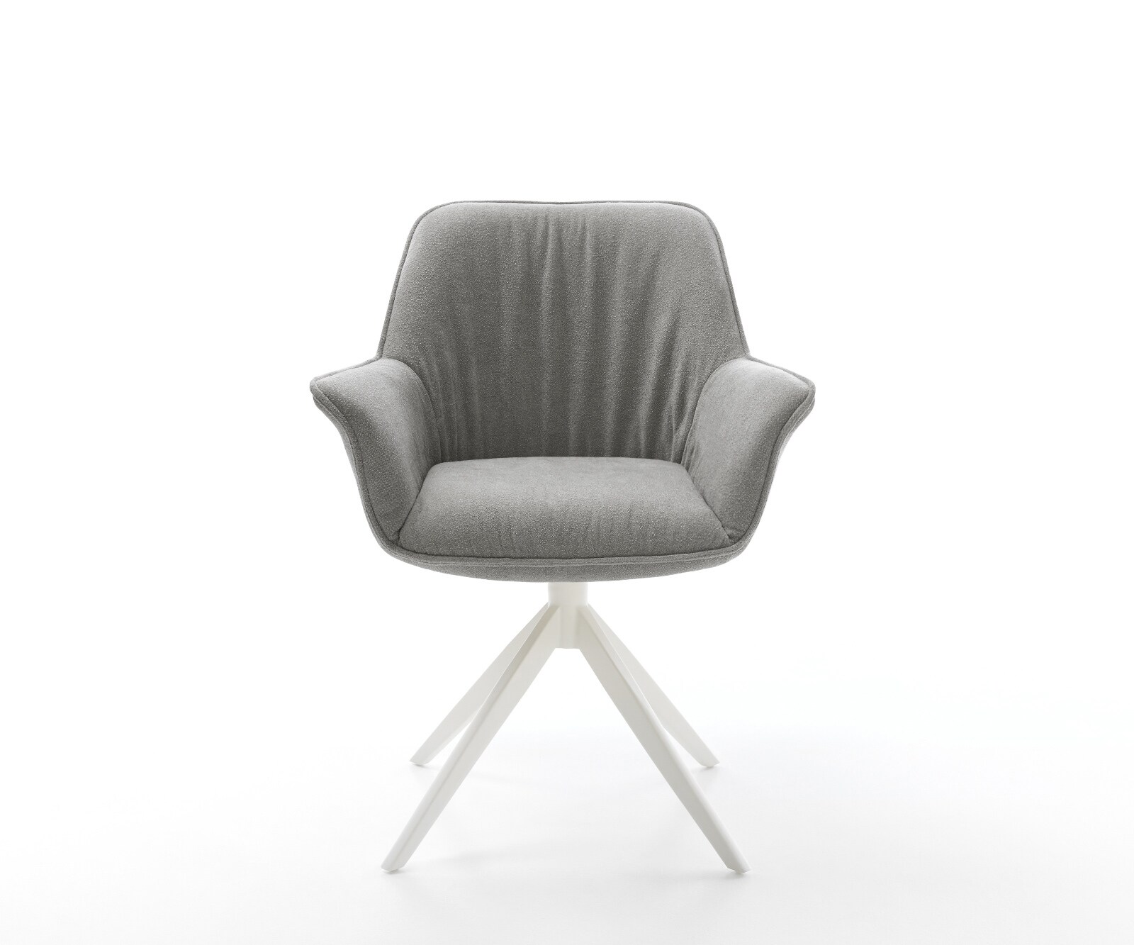 Draaistoel Keila-Flex met armleuning zachte stof met structuur grijs kruisframe breed wit 360° draaibaar rocker-functie 2