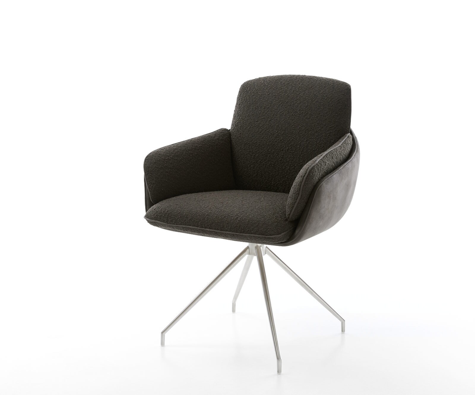 Draaistoel Luan-Flex met armleuning materiaalmix zwart kruisframe conisch roestvrij staal 180° draaibaar