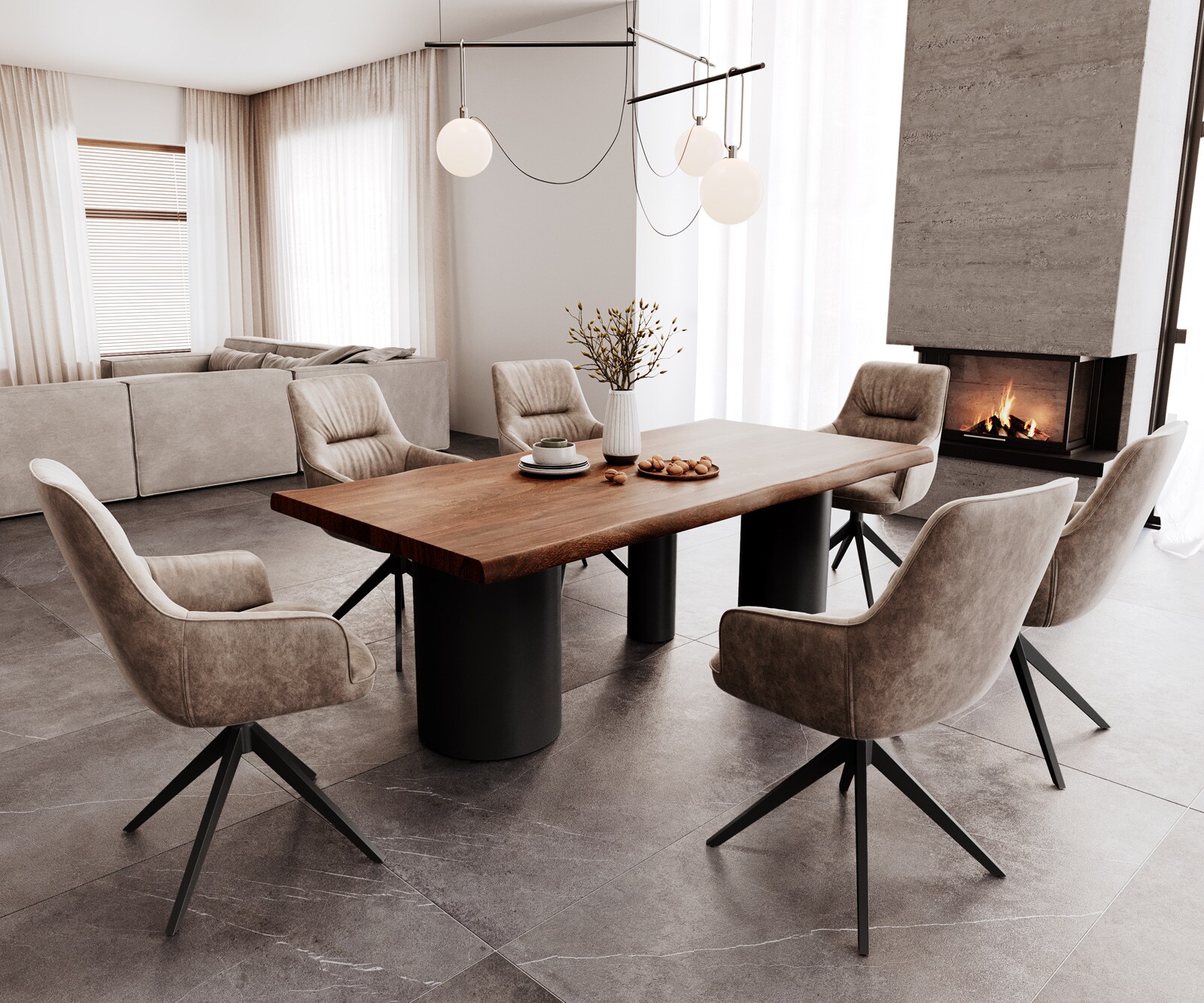 Eettafel Edge 200x100 XL acacia bruin Troa metaal zwart Live-Edge 4