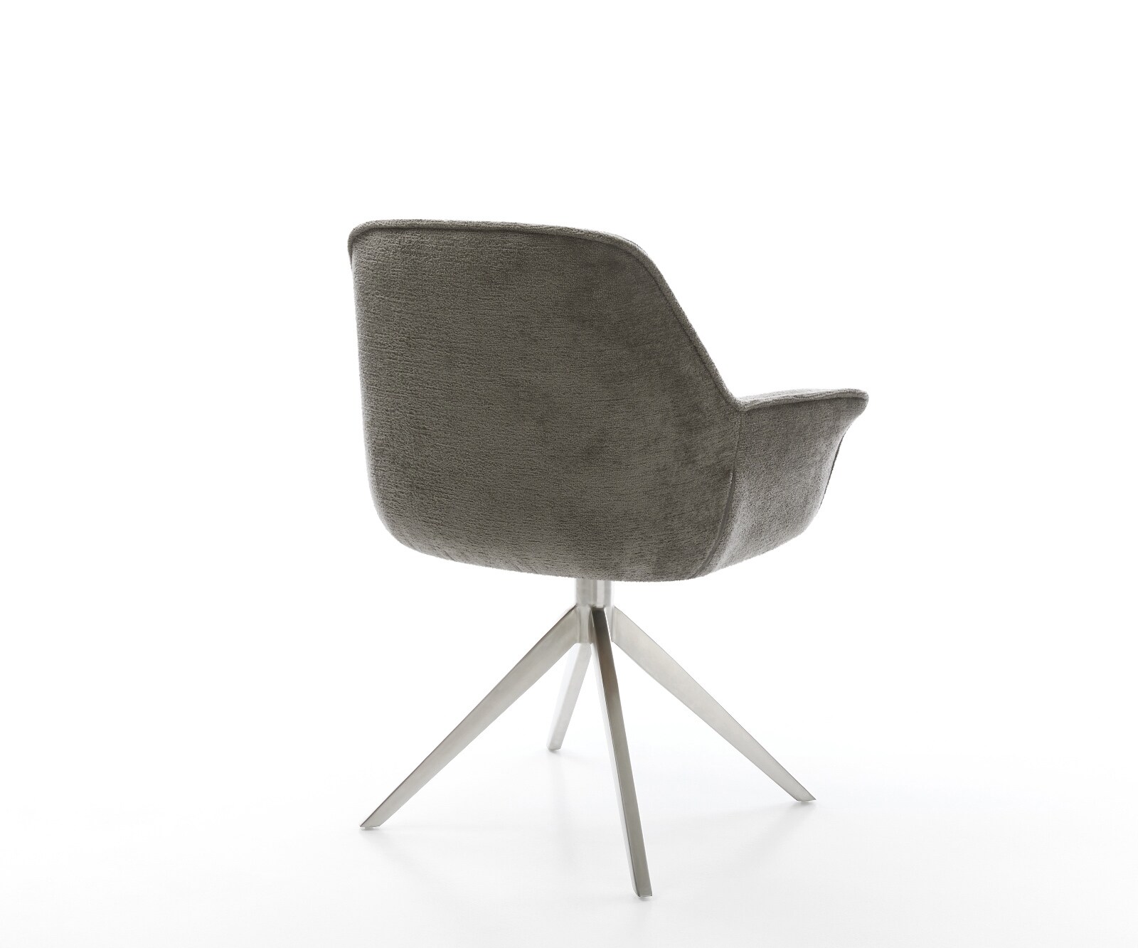 Draaistoel Keila-Flex met armleuning bouclé zacht mud kruisframe breed roestvrij staal 360° draaibaar rocker-functie 4