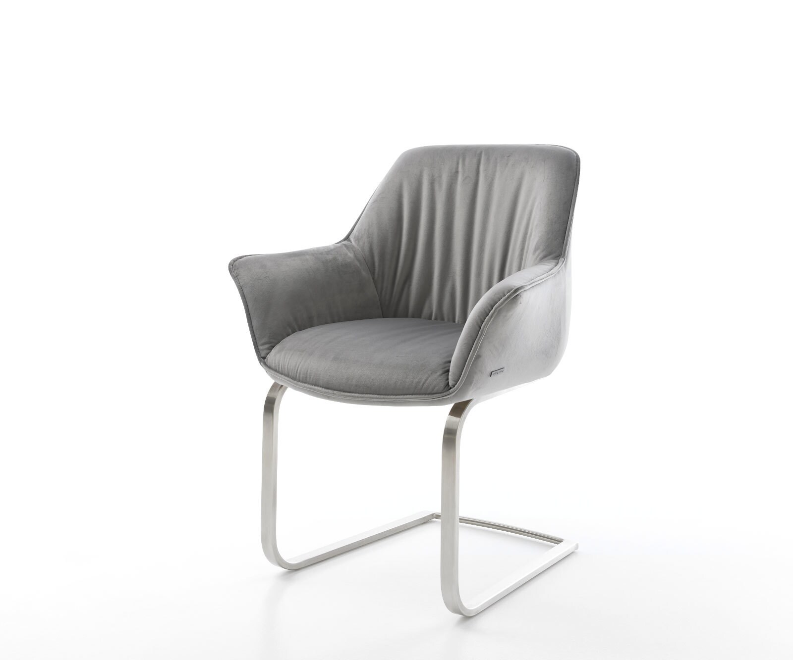 Sledemodel Keila-Flex met armleuning fluweel grijs sledemodel vlak roestvrij staal 1