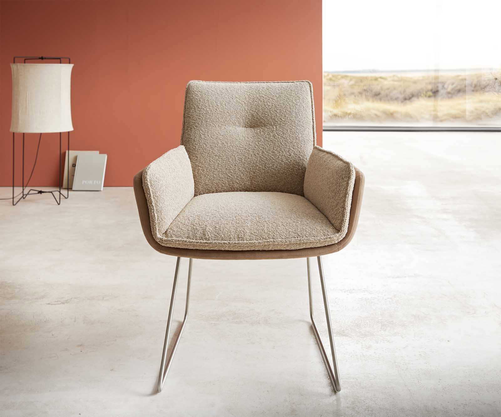 Eetkamerstoel Nela-Flex materiaalmix mud slipframe roestvrij staal 1 Eetkamerstoel Nela-Flex materiaalmix mud slipframe roestvrij staal 1