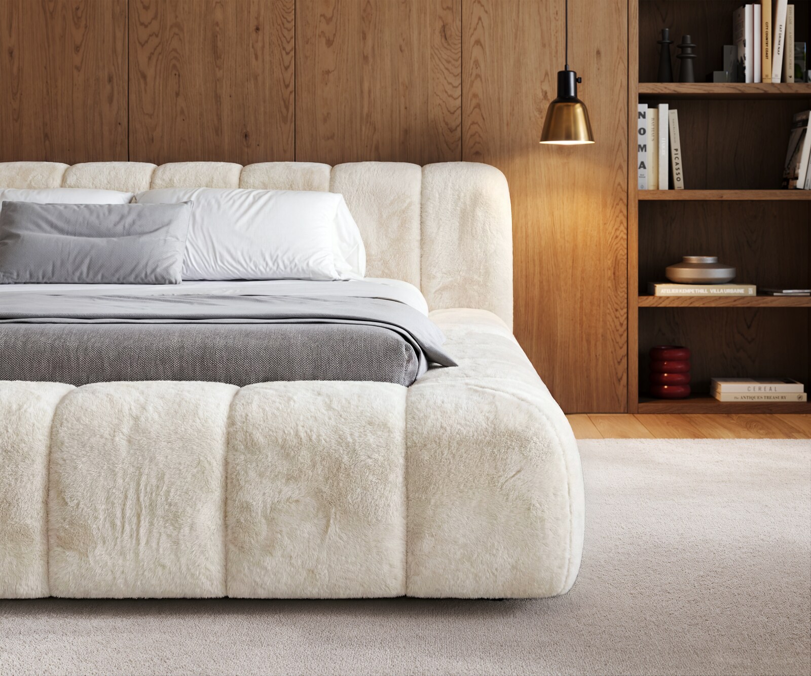 Gestoffeerd bedframe Cutio 180x200 cm Plüsch crème-wit 5