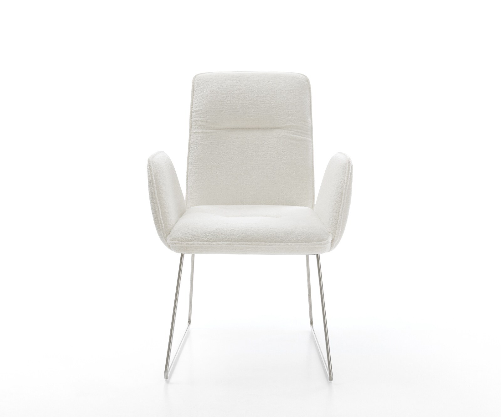 Eetkamerstoel Vinja-Flex bouclé zacht beige slipframe roestvrij staal 1