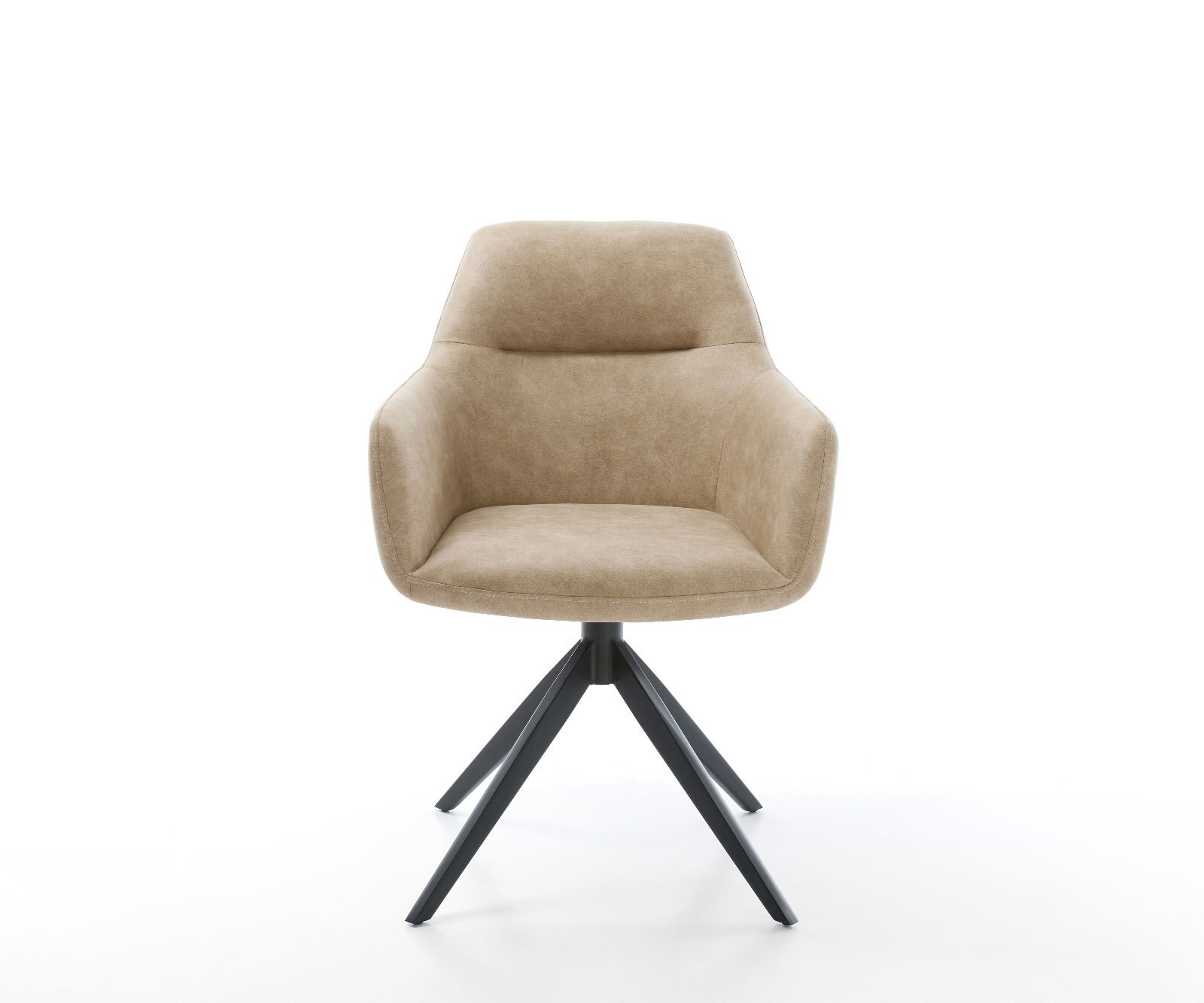 Draaistoel Pejo-Flex microvelours beige vintage kruisframe breed zwart 360° draaibaar rocker-functie pocketveer kern 1