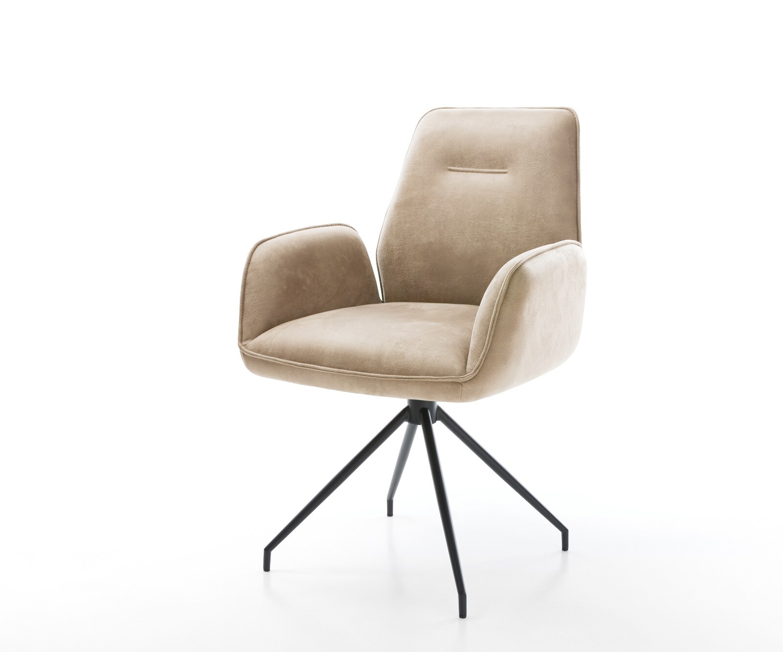 Eetkamerstoel Zoa-Flex microvelours beige vintage kruisframe conisch zwart pocketveer kern