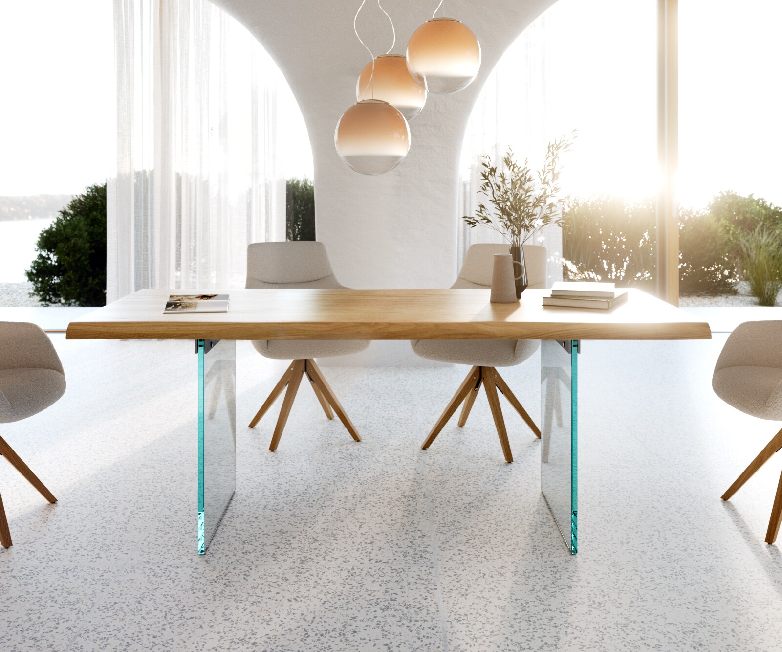 Eettafel Edge 200x100 eiken natuur glas Live-Edge 1 Eettafel Edge 200x100 eiken natuur glas Live-Edge 1