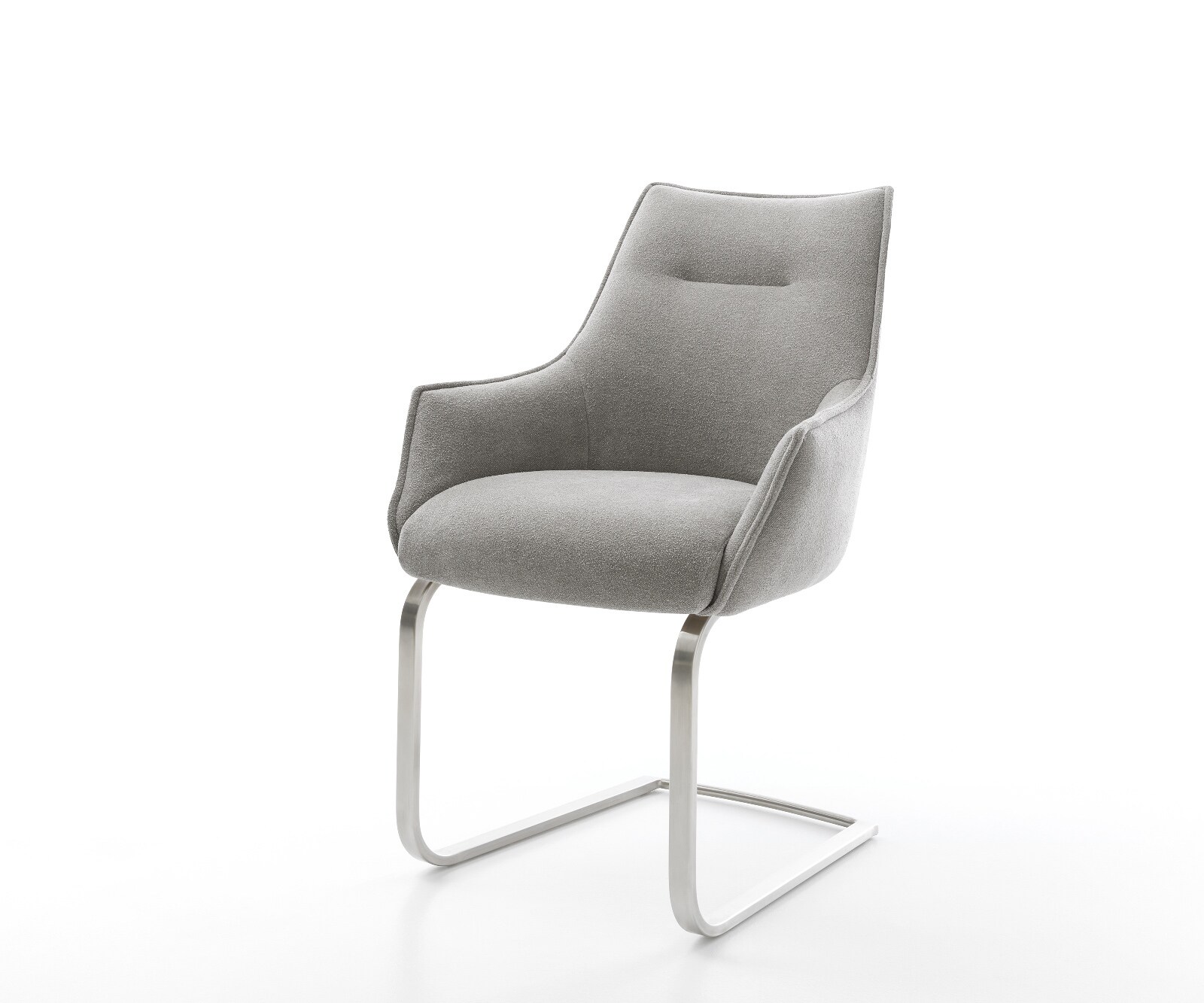 Sledemodel Alja-Flex met armleuning zachte stof met structuur grijs sledemodel vlak roestvrij staal pocketveer kern 1