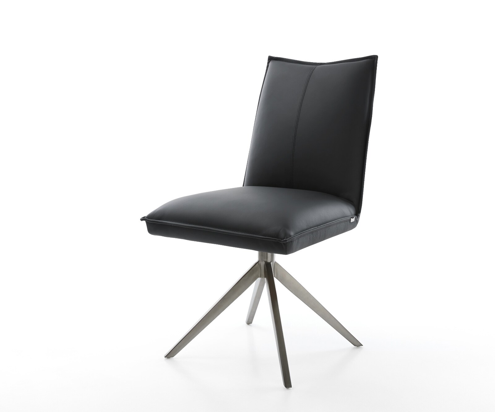 Draaistoel Lelio-Flex echt leer zwart kruisframe breed grafiet 360° draaibaar rocker-functie pocketveer kern 1