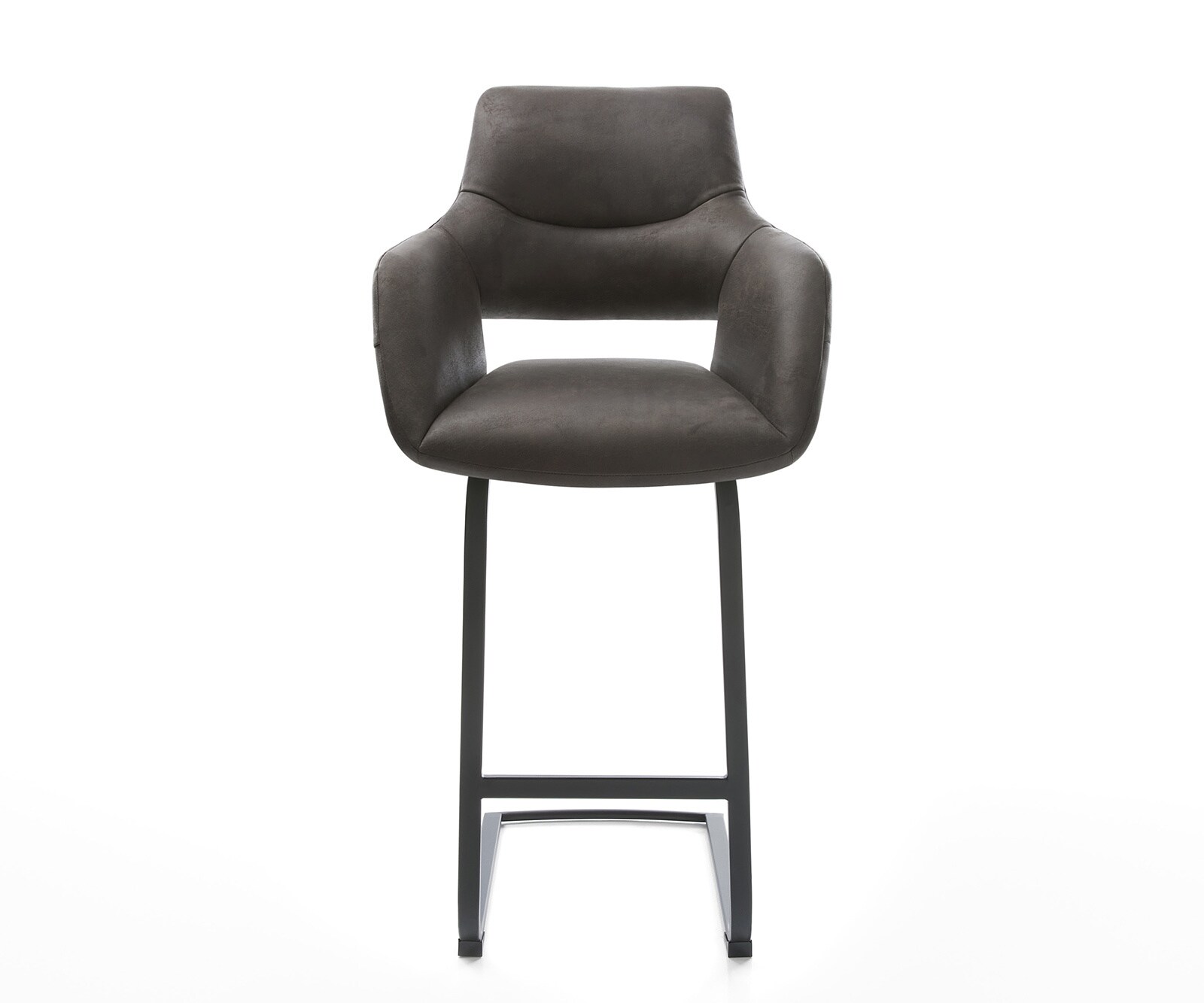 Barstoel Yago-Flex microvezel antraciet vintage sledestoel vlak metaal zwart pocketvering 2