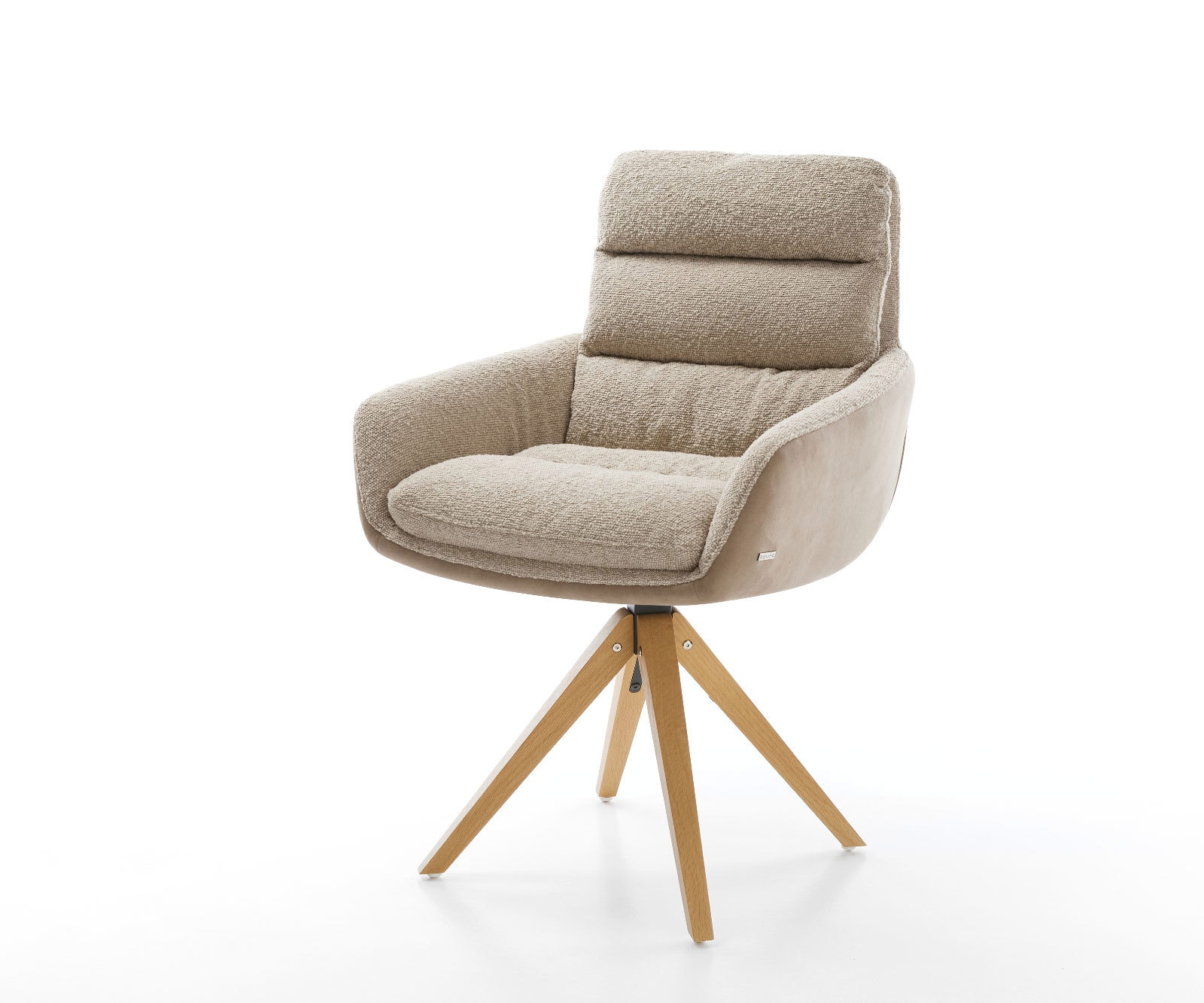 Draaistoel Abelia-Flex met armleuning materiaalmix mud houten frame hoekig wit 180° draaibaar Draaistoel Abelia-Flex met armleuning materiaalmix mud houten frame hoekig wit 180° draaibaar