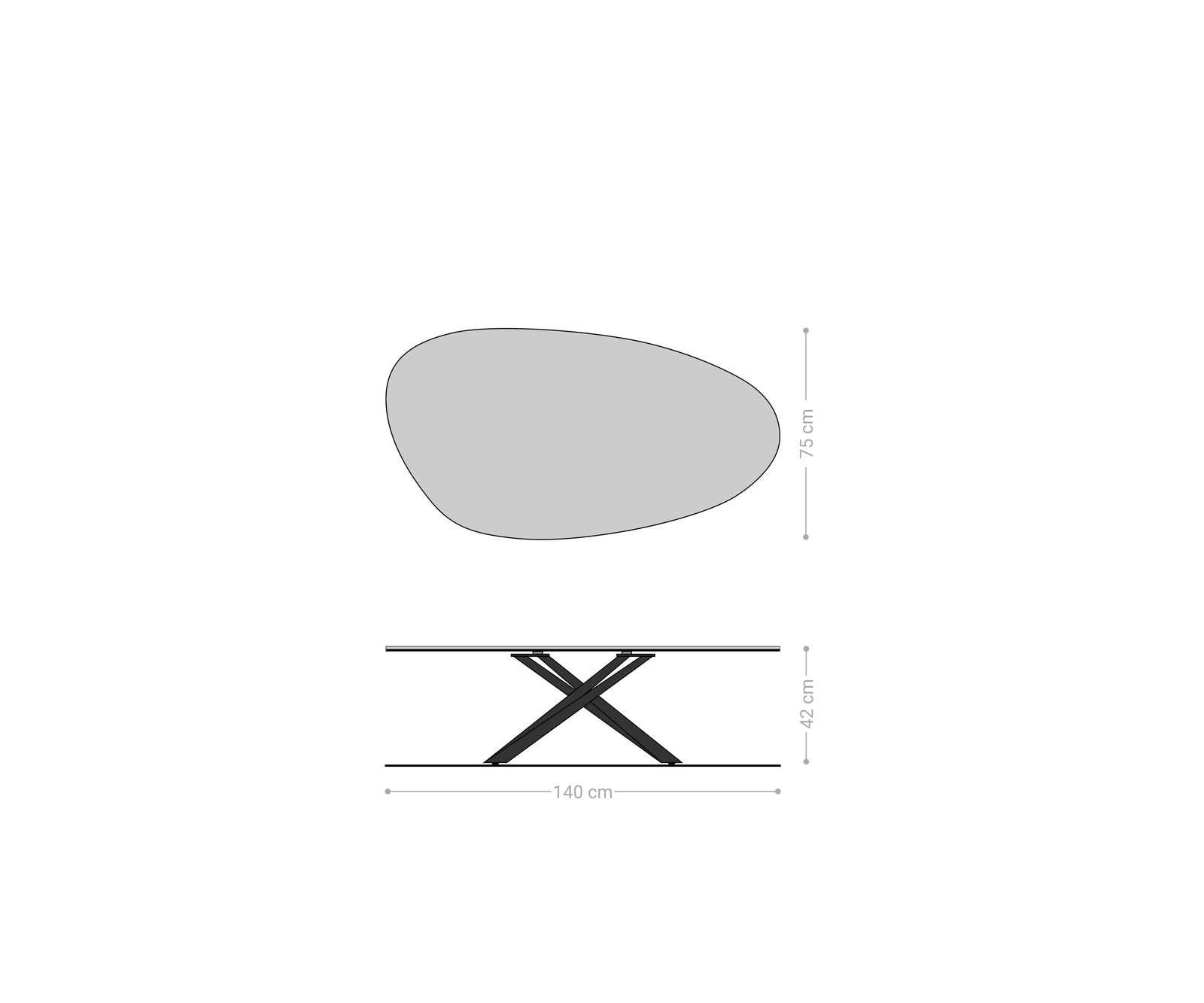 Salontafel Edge Oval 140x75 cm Eiken Naturel ronde rand Sarity geborsteld roestvrij staal 6