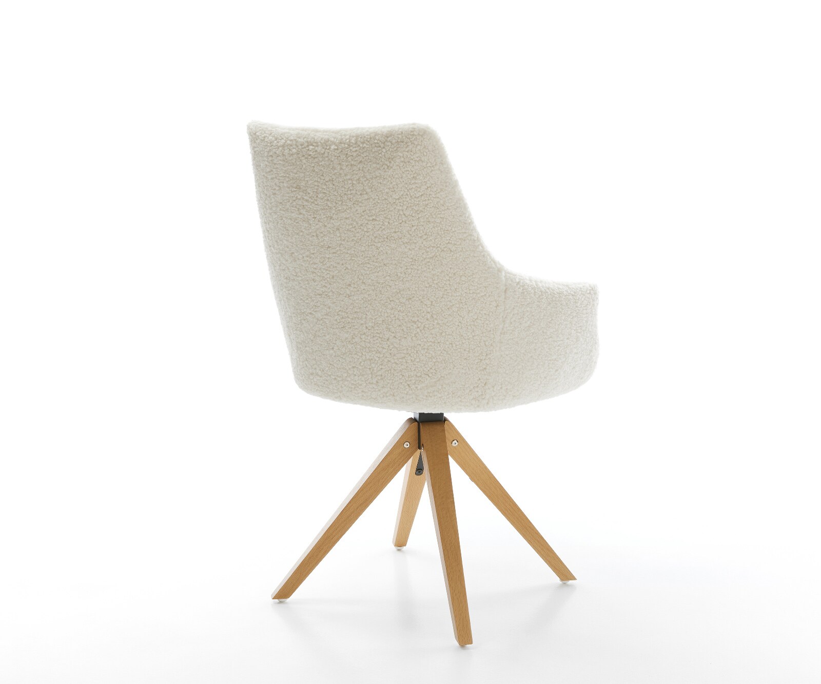 Draaistoel Alja-Flex met armleuning teddy beige houten frame hoekig natuur 180° draaibaar pocketveer kern 4
