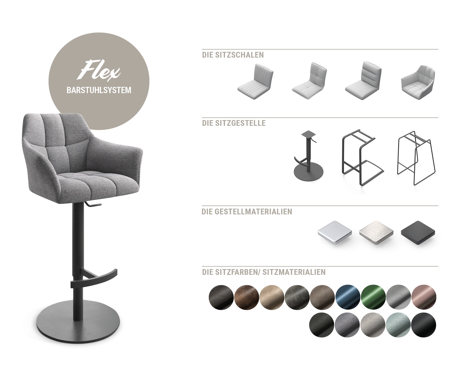 Barstoelgreep Flex-Round metaal zwart 1 Barstoelgreep Flex-Round metaal zwart 1