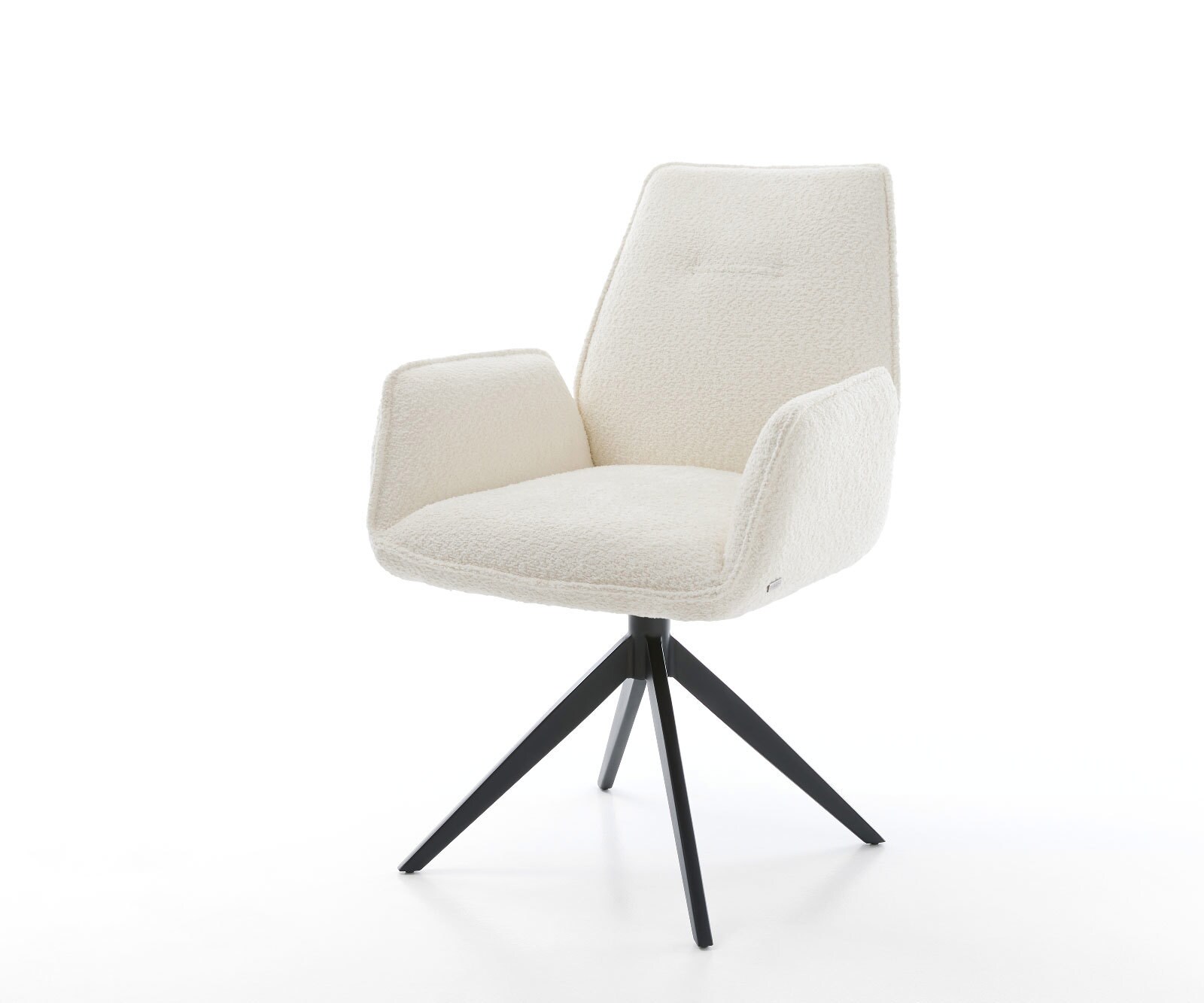 Eetkamerstoel Zoa-Flex bouclé wit kruisframe breed zwart pocketveer kern