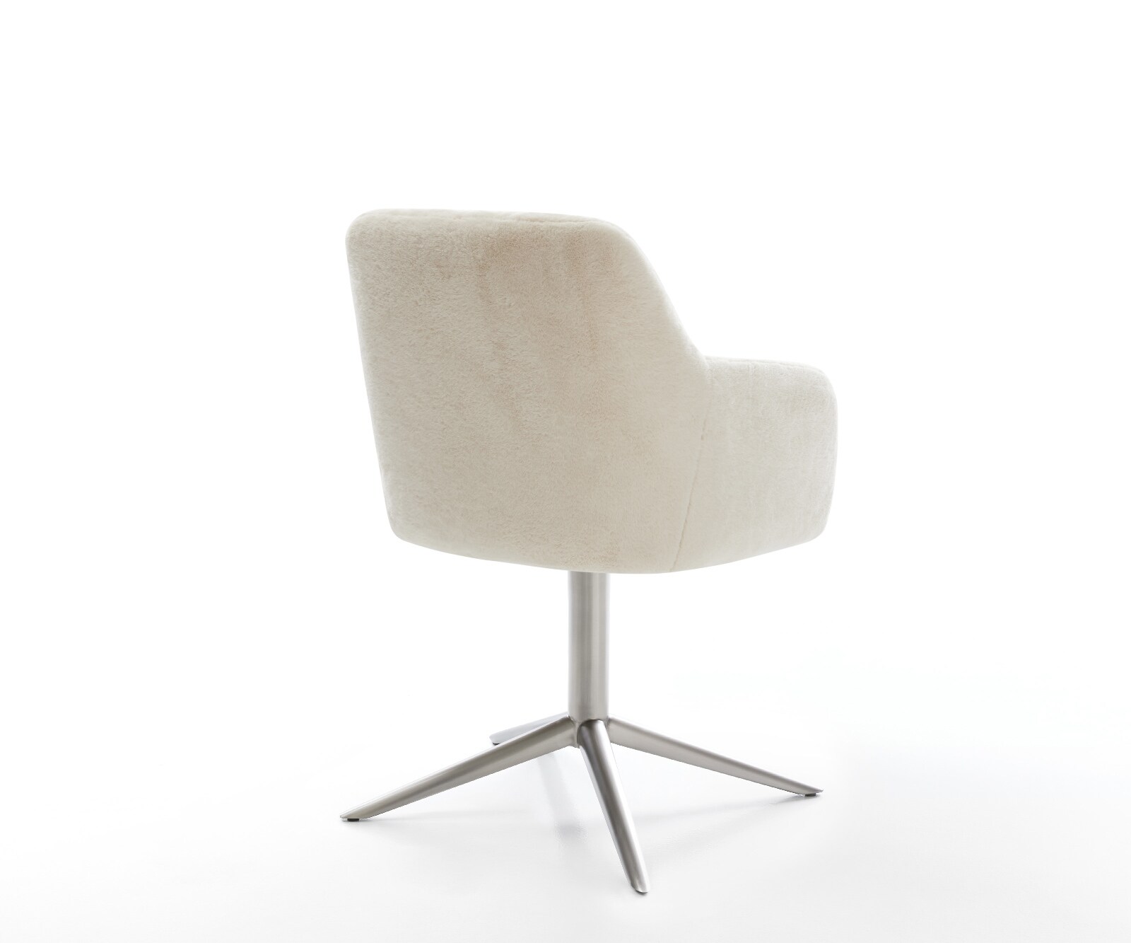 Draaistoel Greg-Flex pluchen crème-wit kruispoot roestvrij staal 360° draaibaar rocker-functie pocketveer kern 5