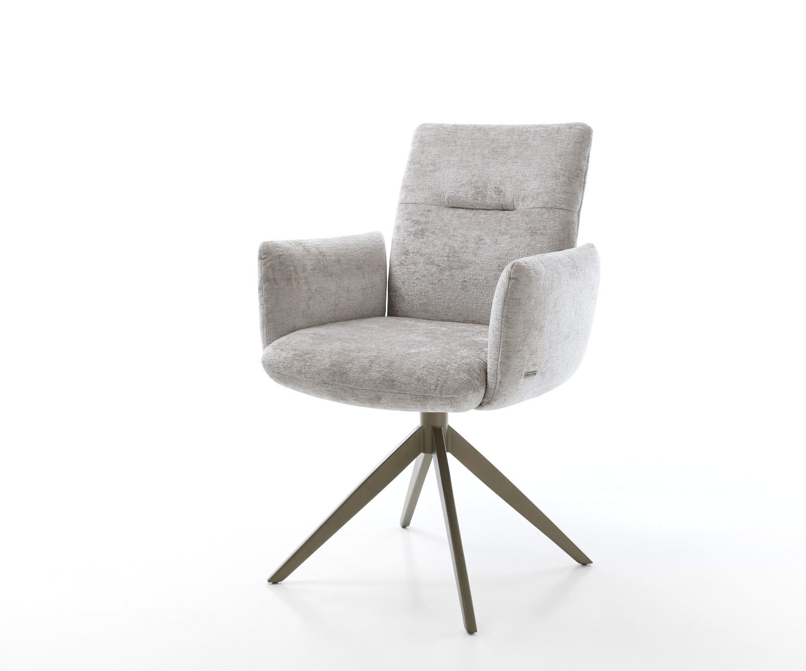 Draaistoel Jova-Flex met armleuning chenille zilver grijs kruisframe breed afwerking met titanium 360° draaibaar rocker-functie pocketveer kern
