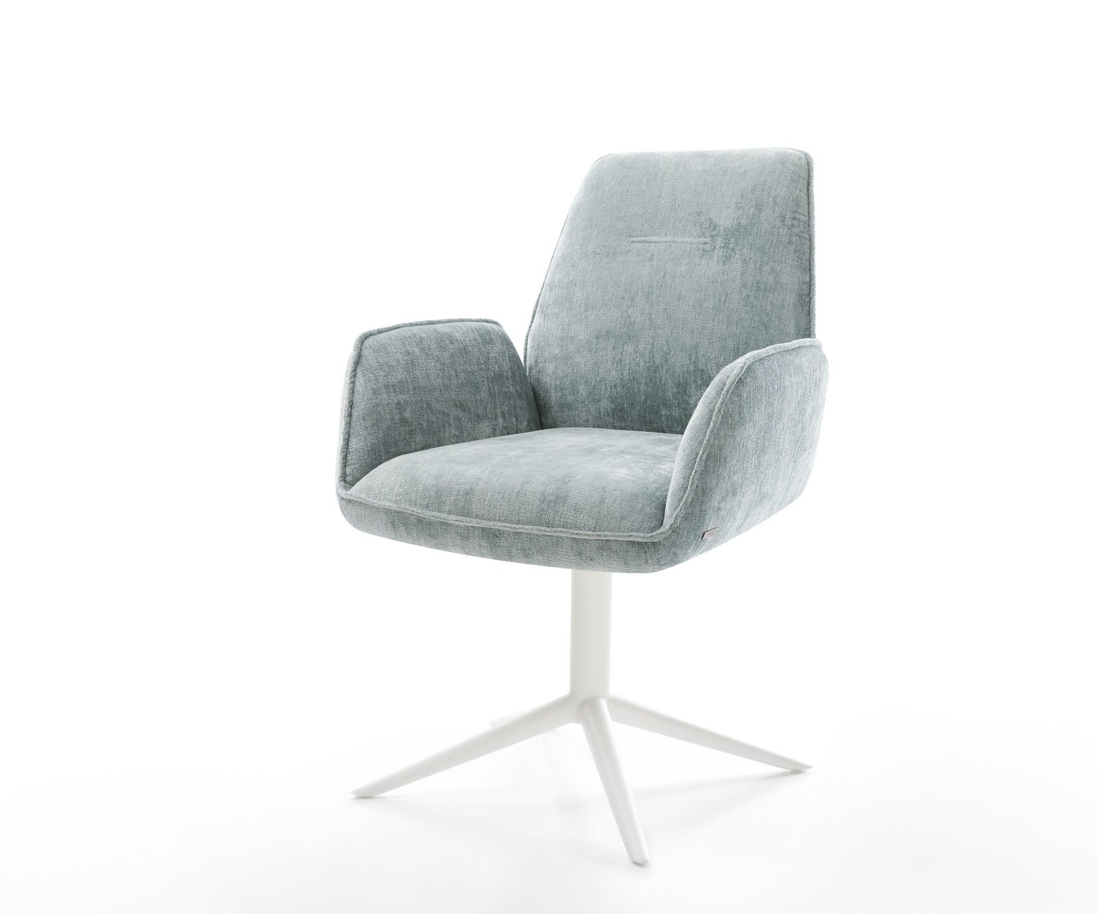Draaistoel Zoa-Flex chenille pastelblauw kruispoot wit 360° draaibaar rocker-functie pocketveer kern