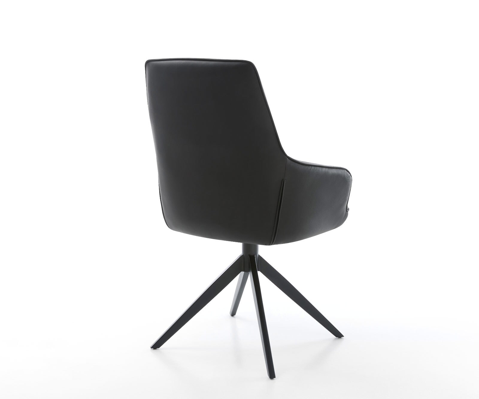 Draaistoel Zelia-Flex met armleuning echt leer zwart kruisframe breed zwart 360° draaibaar rocker-functie pocketveer kern 4