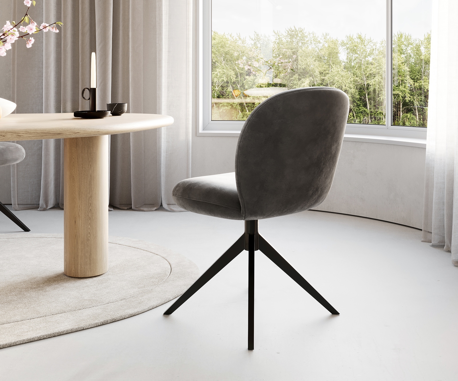 Draaistoel Nube-Flex microvelours antraciet vintage kruisframe breed zwart 360° draaibaar pocketveer kern 4 Draaistoel Nube-Flex microvelours antraciet vintage kruisframe breed zwart 360° draaibaar pocketveer kern 4