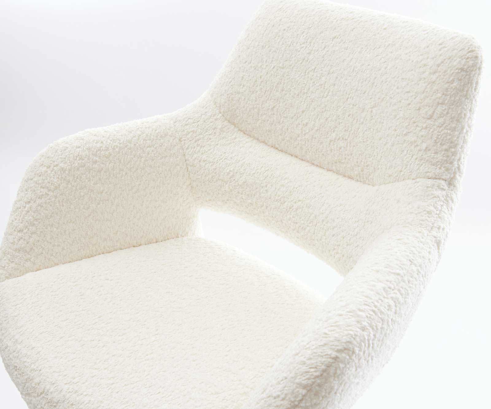 Barstoel Yago-Flex bouclé wit met metalen sledepootstel zwart en pocketvering 4