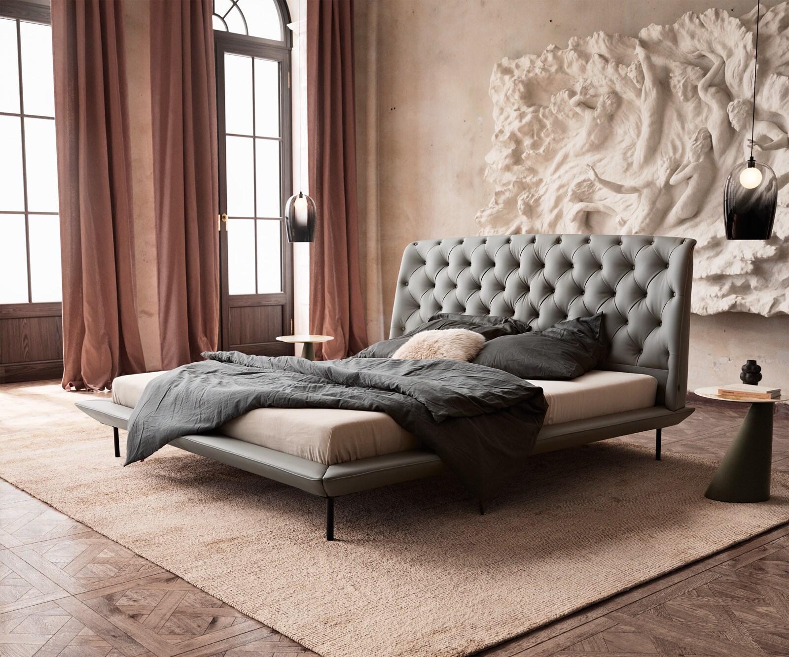 Bedframe Rafinata 180x200 cm kunstleer lichtgrijs