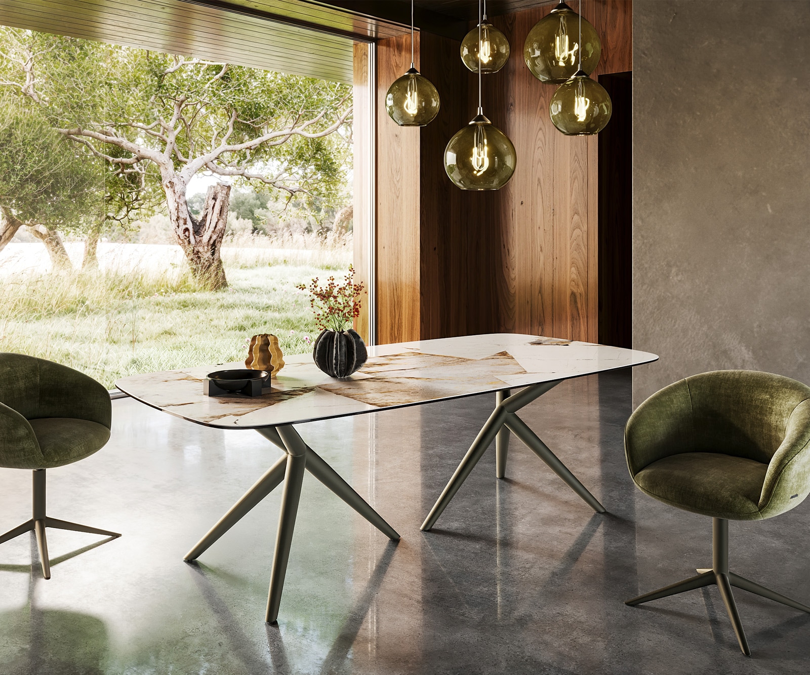 Eettafel Edge Boot 240x120 keramiek Iris FMG Patagonia Lappato Estelar rond  metaal effect afwerking titanium Eettafel Edge Boot 240x120 keramiek Iris FMG Patagonia Lappato Estelar rond  metaal effect afwerking titanium