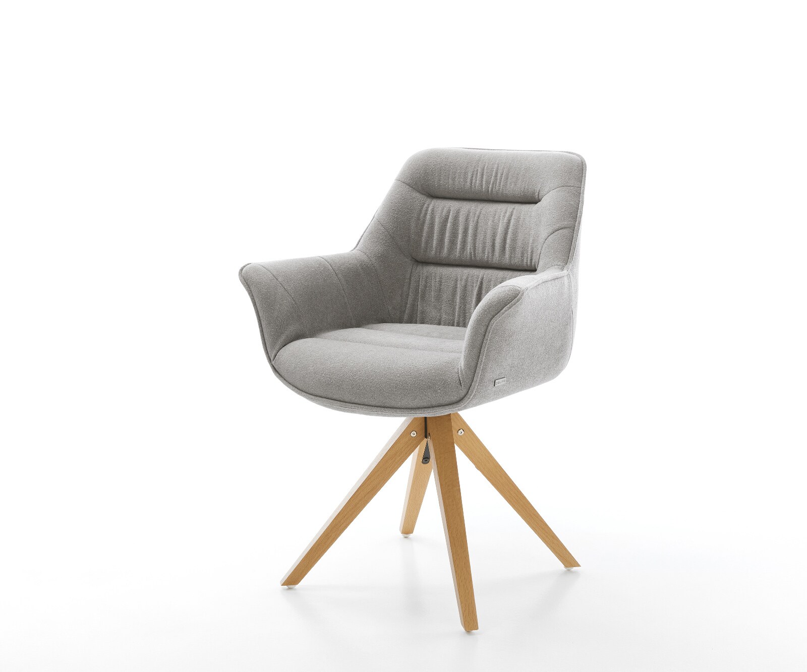 Draaistoel Kaira-Flex zachte stof met structuur grijs houten frame hoekig natuur 180° draaibaar 1