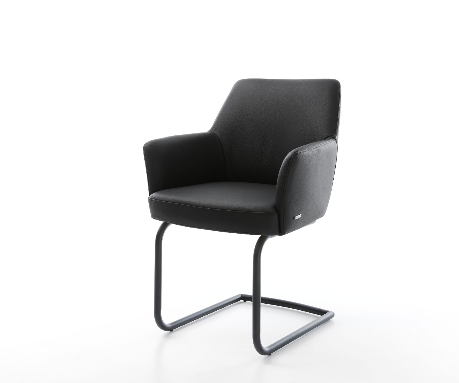 Sledemodel Xana-Flex met armleuning echt leer zwart sledemodel rond zwart pocketveer kern