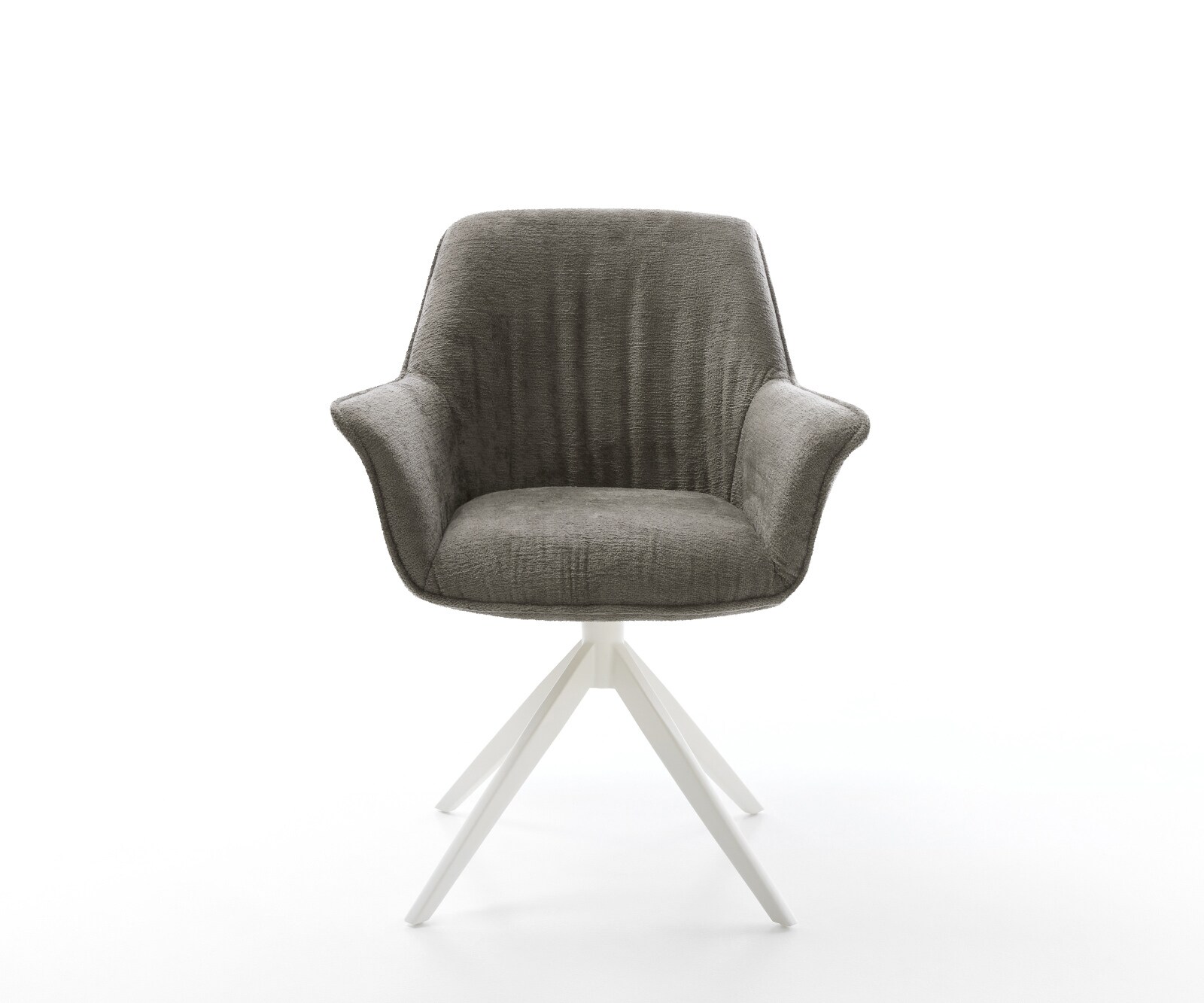 Draaistoel Keila-Flex met armleuning bouclé zacht mud kruisframe breed wit 360° draaibaar rocker-functie 1