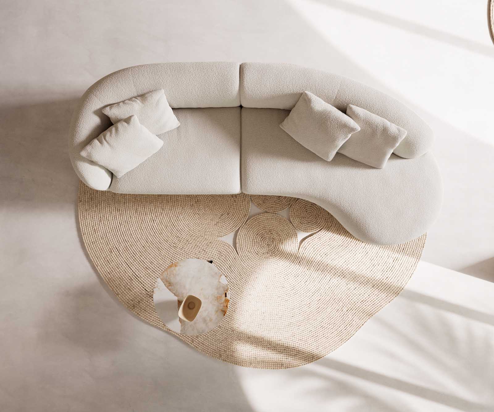 Mairi bank 330x160 cm bouclé crème-wit 4
