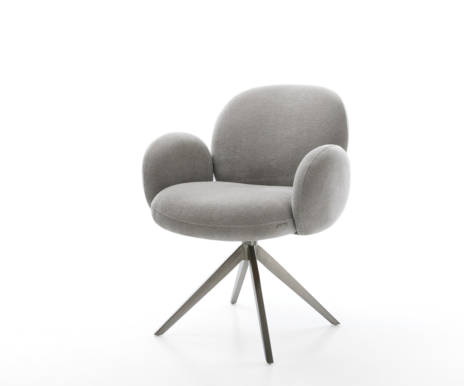 Draaistoel Nube-Flex met armleuning zachte stof met structuur grijs kruisframe breed grafiet 360° draaibaar rocker-functie pocketveer kern 1