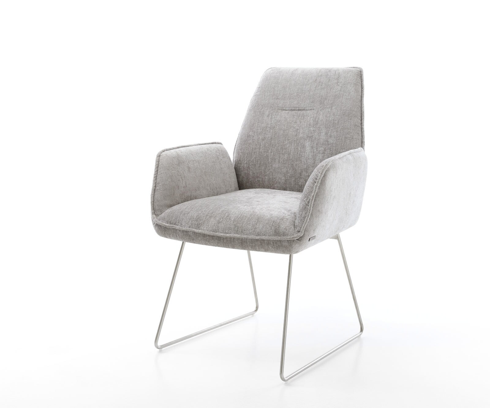 Eetkamerstoel Zoa-Flex chenille zilver grijs slipframe roestvrij staal pocketveer kern