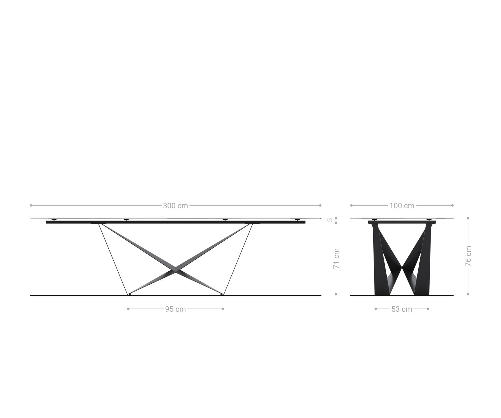 Eetkamertafel Edge 300x100 keramiek Laminam® Sabbia eiken kleur spider vlak staal zwart 1 Eetkamertafel Edge 300x100 keramiek Laminam® Sabbia eiken kleur spider vlak staal zwart 1