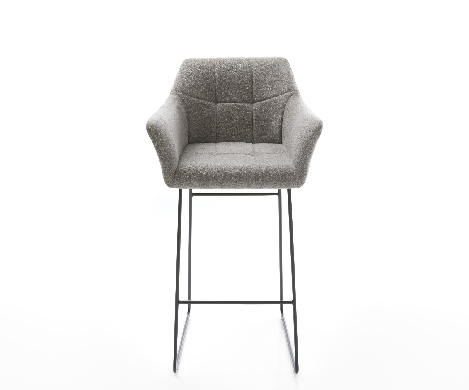 Barstoel Yulo-Flex Zachte stof met structuur Grijs Sledeonderstel metaal zwart Zwart 2