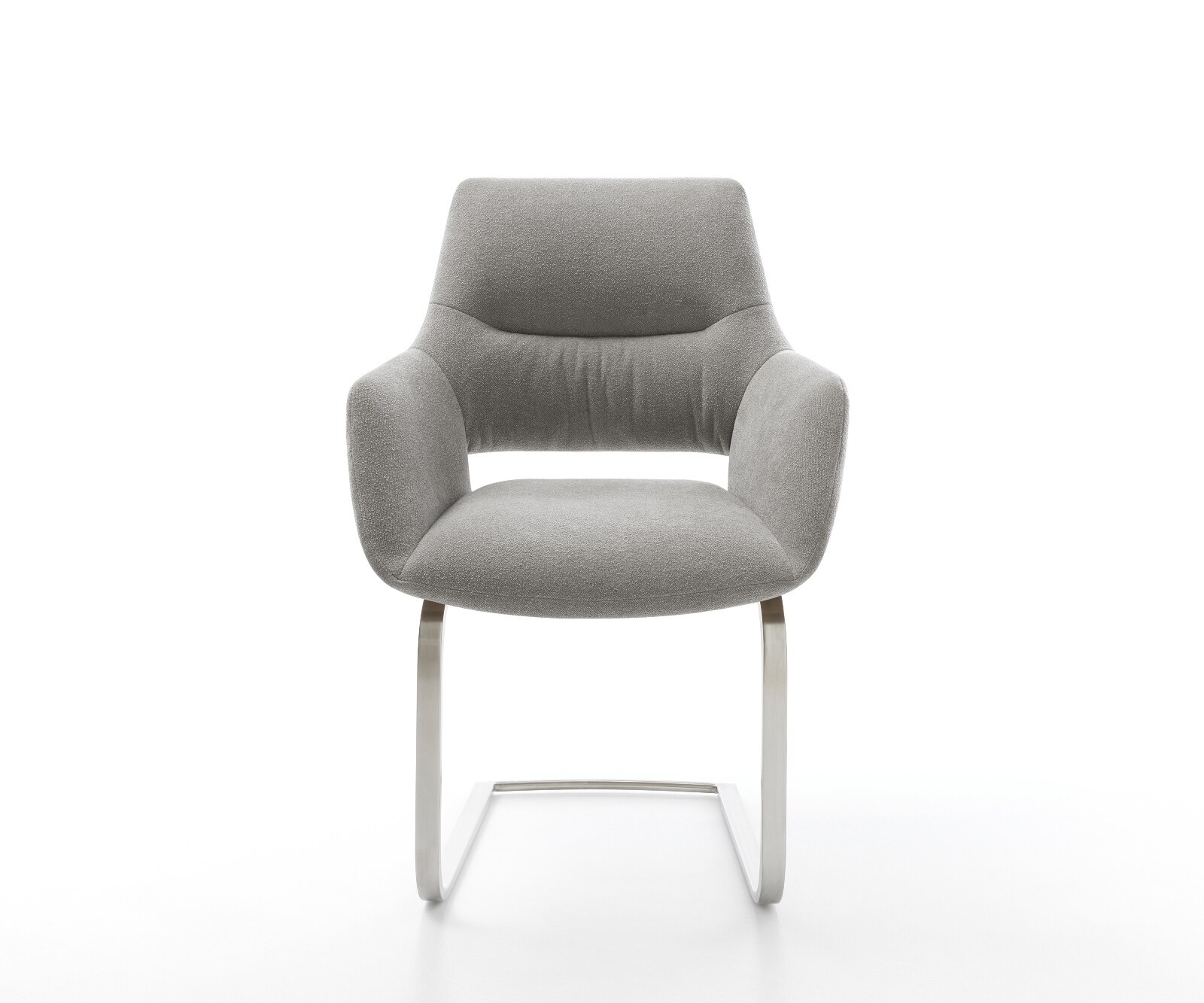 Sledemodel Yago-Flex met armleuning zachte stof met structuur grijs sledemodel vlak roestvrij staal pocketveer kern 2