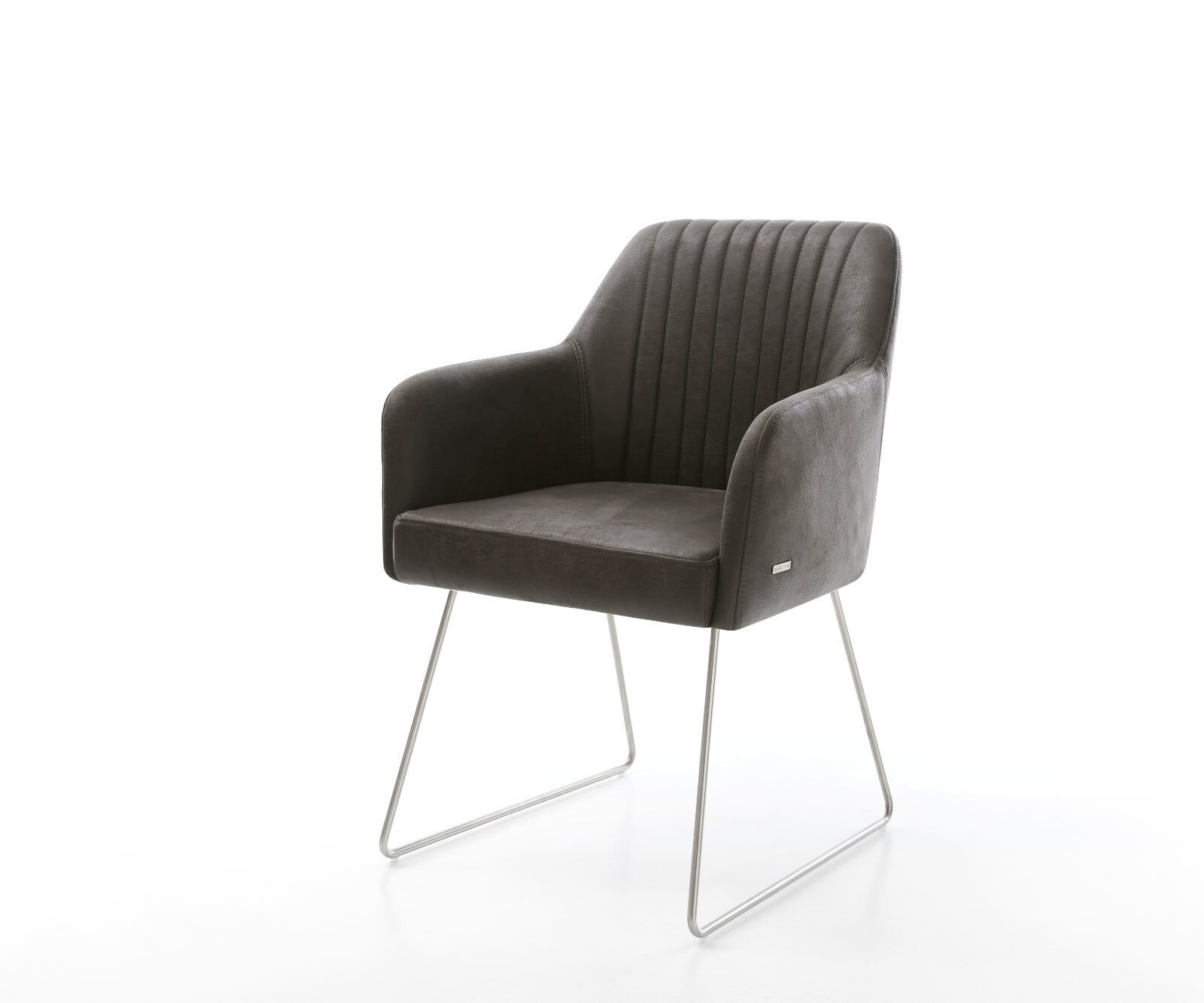 Eetkamerstoel Greg-Flex microvelours antraciet vintage slipframe roestvrij staal pocketveer kern