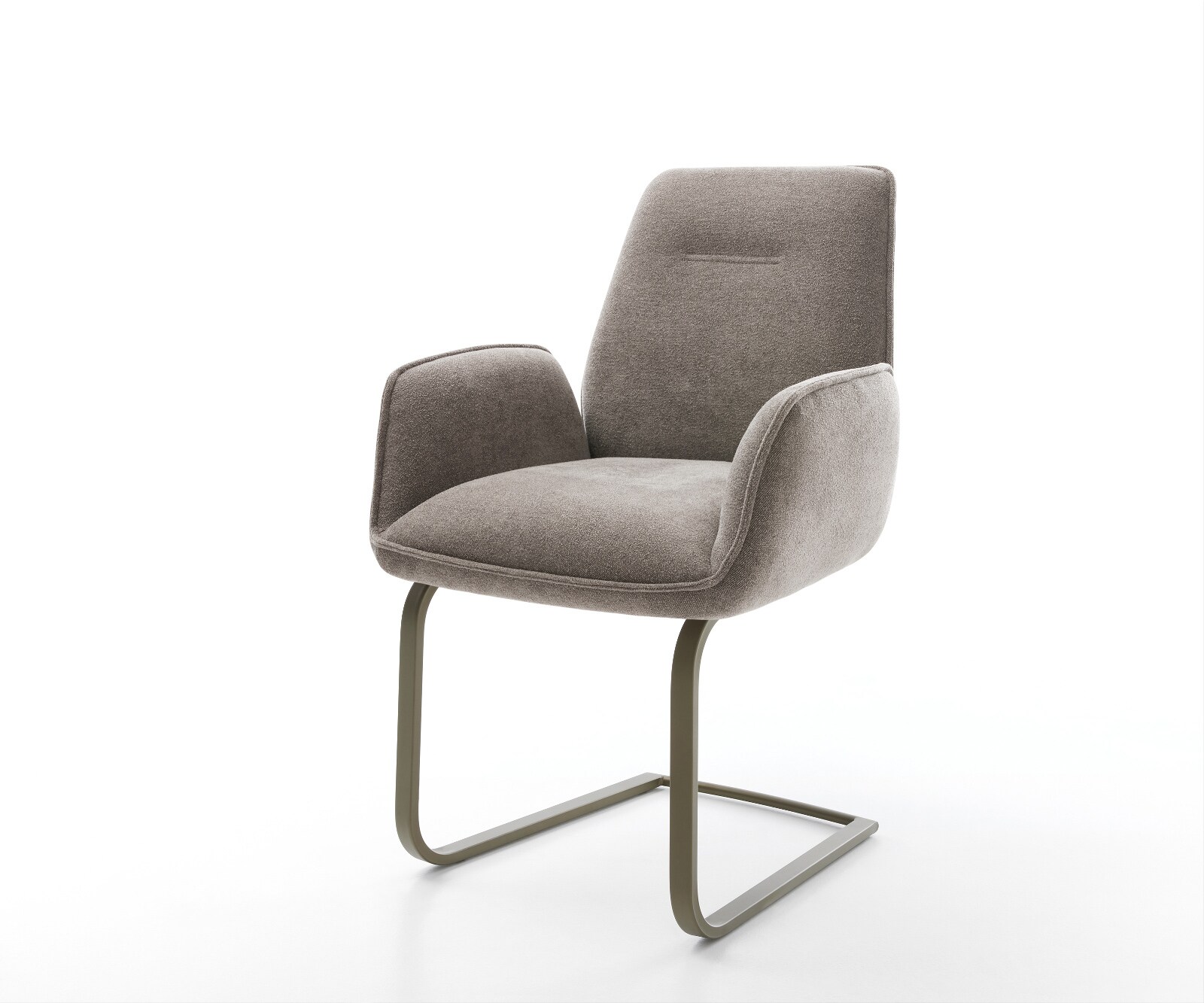Sledemodel Zoa-Flex zachte stof met structuur taupe sledemodel vlak afwerking met titanium pocketveer kern
