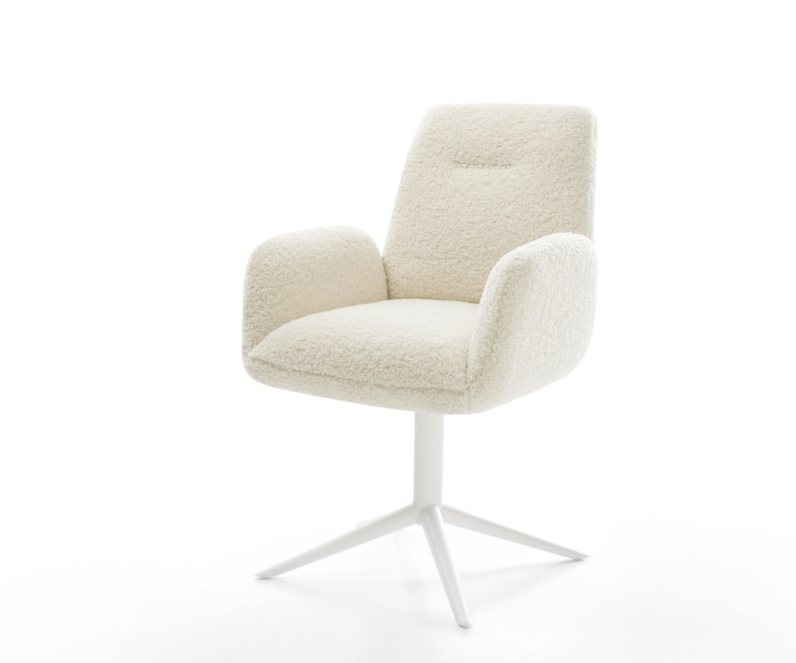 Draaistoel Zoa-Flex teddy beige kruispoot wit 360° draaibaar rocker-functie pocketveer kern