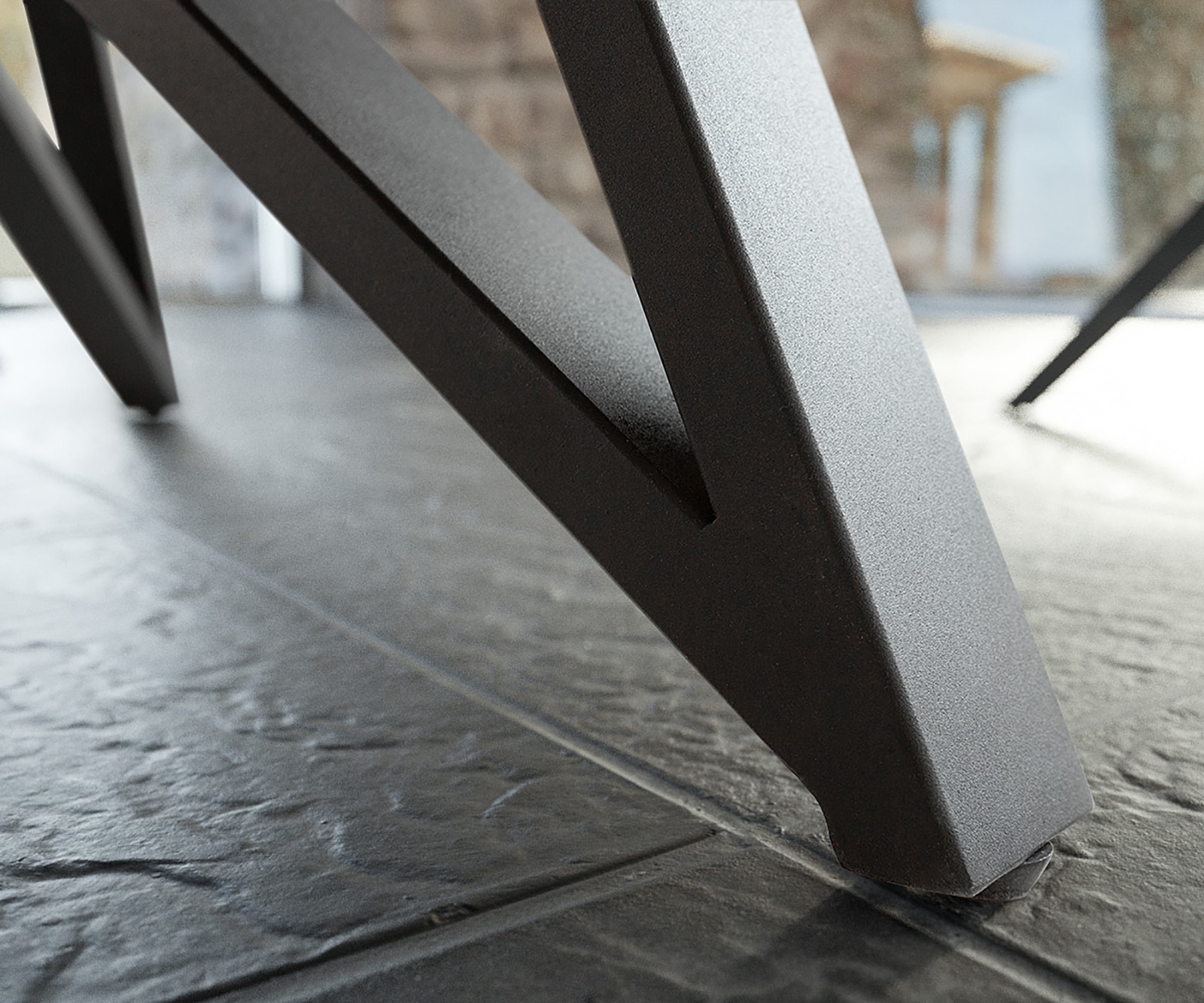 Eettafel Carlow 130/200x95 cm keramisch grijs metaal uitschuifbaar 5 Eettafel Carlow 130/200x95 cm keramisch grijs metaal uitschuifbaar 5