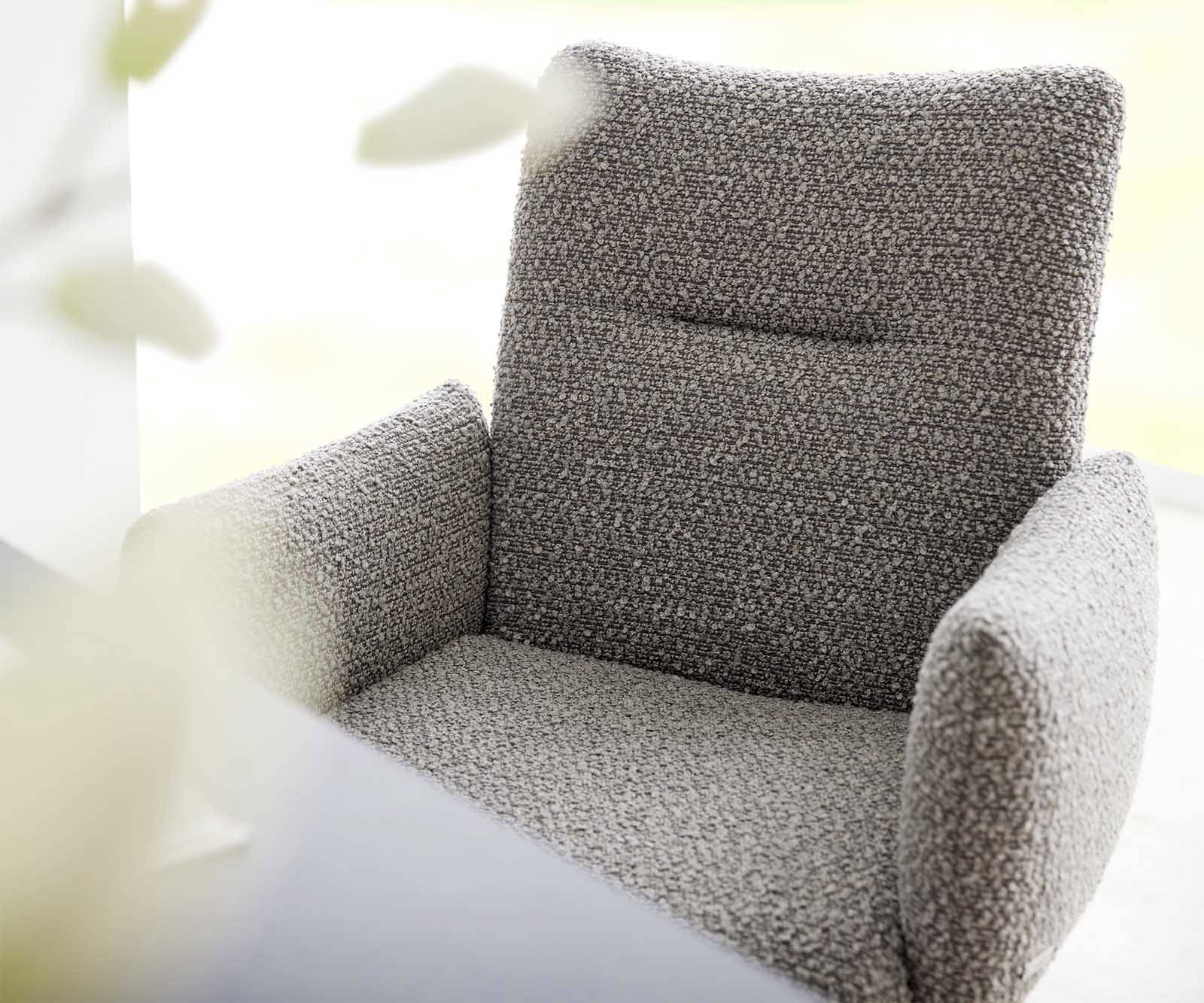 Draaistoel Jova-Flex met armleuning bouclé zilver grijs houten frame hoekig natuur 180° draaibaar pocketveer kern 3 Draaistoel Jova-Flex met armleuning bouclé zilver grijs houten frame hoekig natuur 180° draaibaar pocketveer kern 3