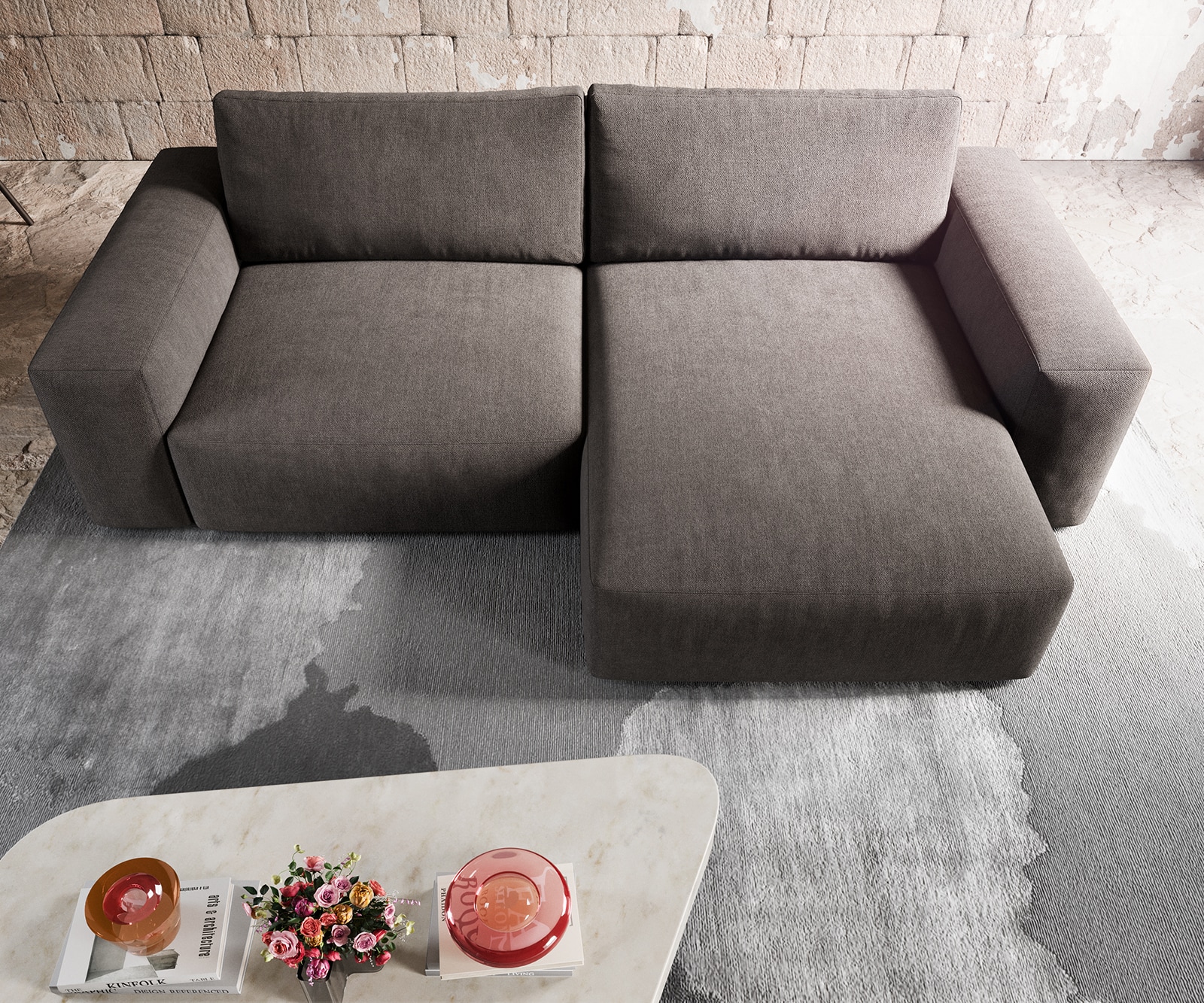 Hoekbank Lanzo XL 270x180 cm microvezel kaki bruin variabele rugleuning 3 Hoekbank Lanzo XL 270x180 cm microvezel kaki bruin variabele rugleuning 3