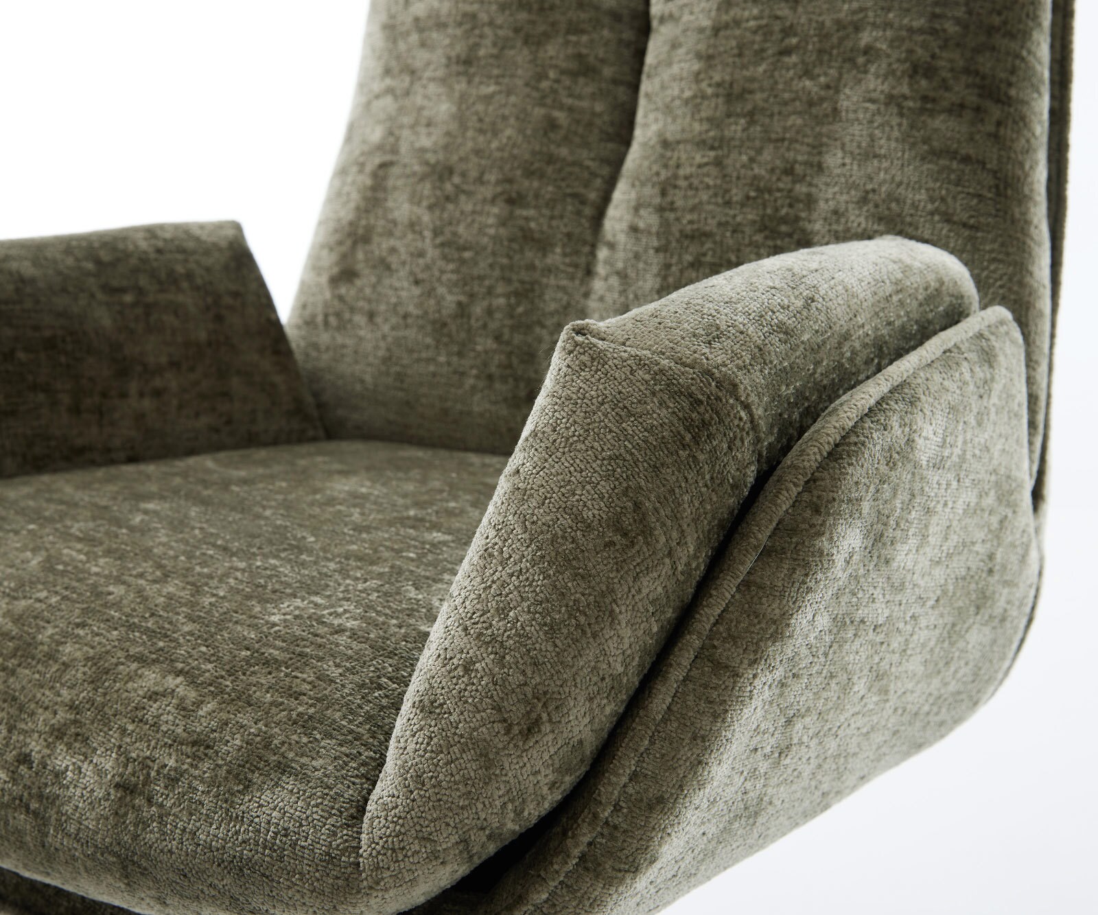 Draaistoel Clea-Flex chenille olijfgroen kruisframe conisch zwart 180° draaibaar 3 Draaistoel Clea-Flex chenille olijfgroen kruisframe conisch zwart 180° draaibaar 3