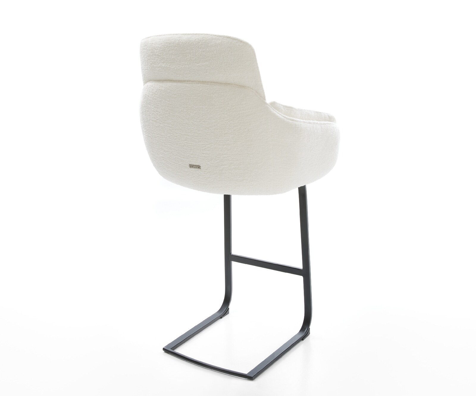 Barstoel Luan-Flex Bouclé zacht Beige Vrijkantelframe plat metaal Zwart 5