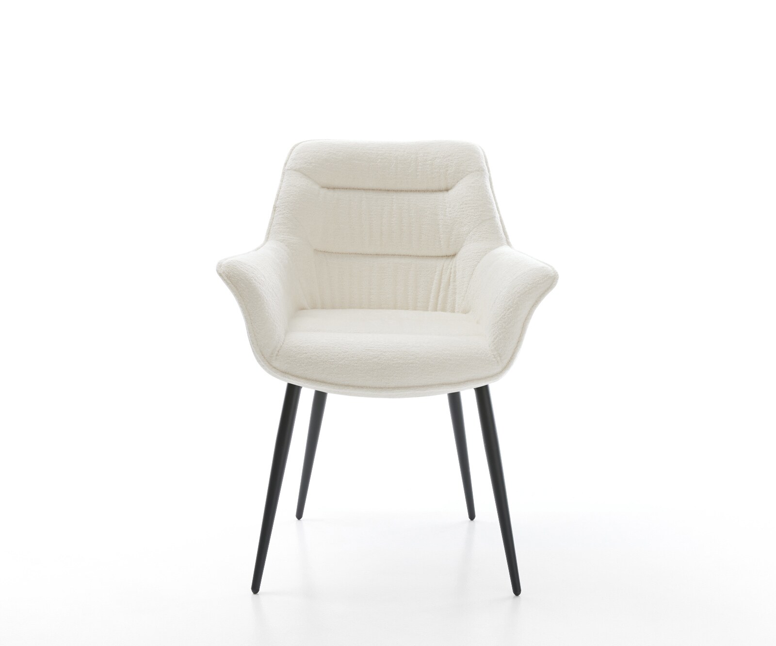 Eetkamerstoel Kaira-Flex bouclé zacht beige 4-poot conisch zwart 1