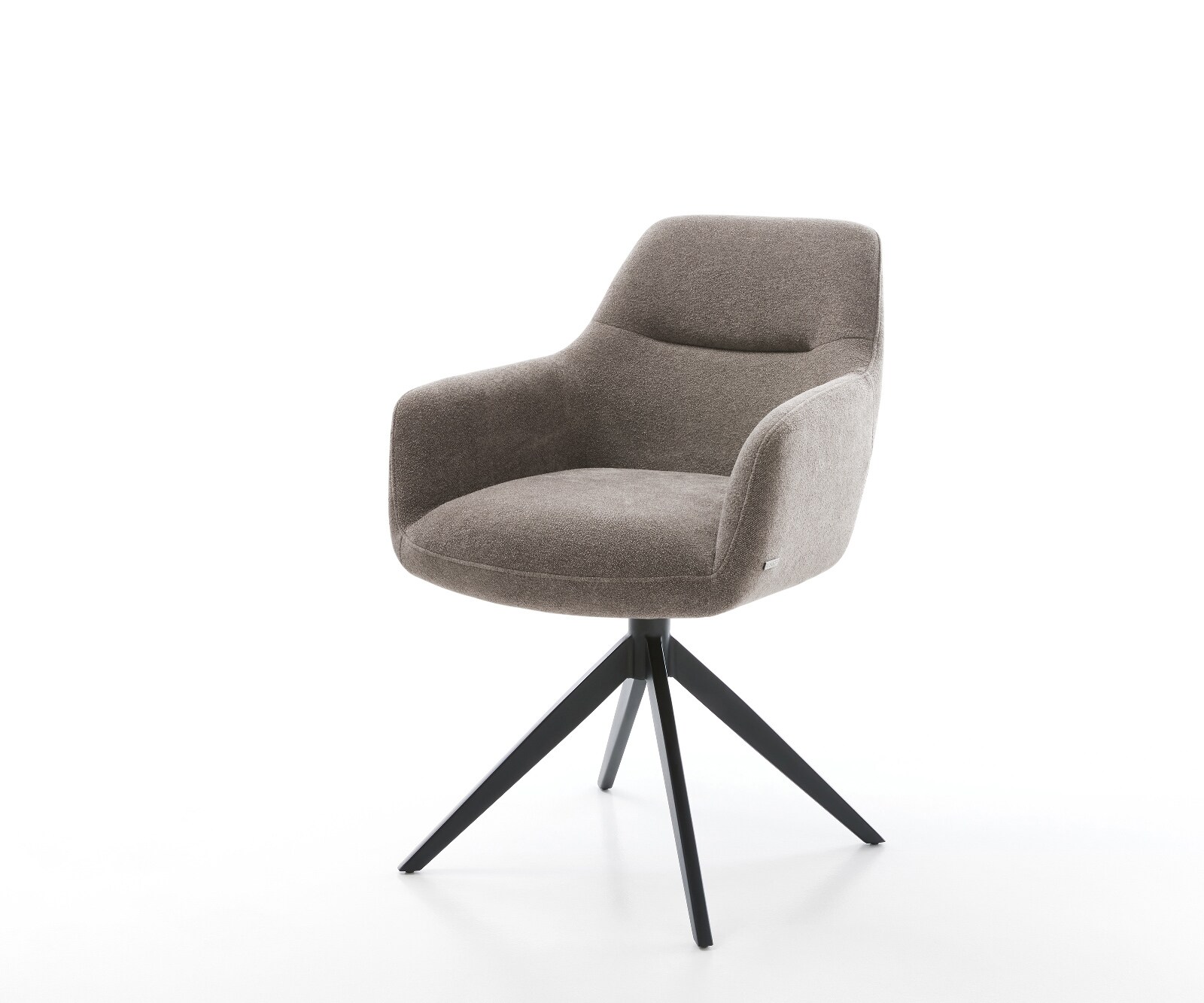 Draaistoel Pejo-Flex zachte stof met structuur taupe kruisframe breed zwart 360° draaibaar rocker-functie pocketveer kern