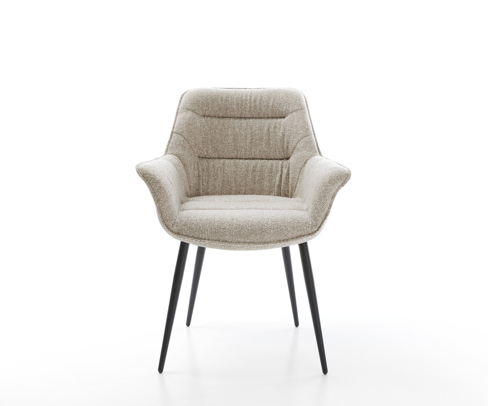 Eetkamerstoel Kaira-Flex geweven stof beige 4-poot conisch zwart 1
