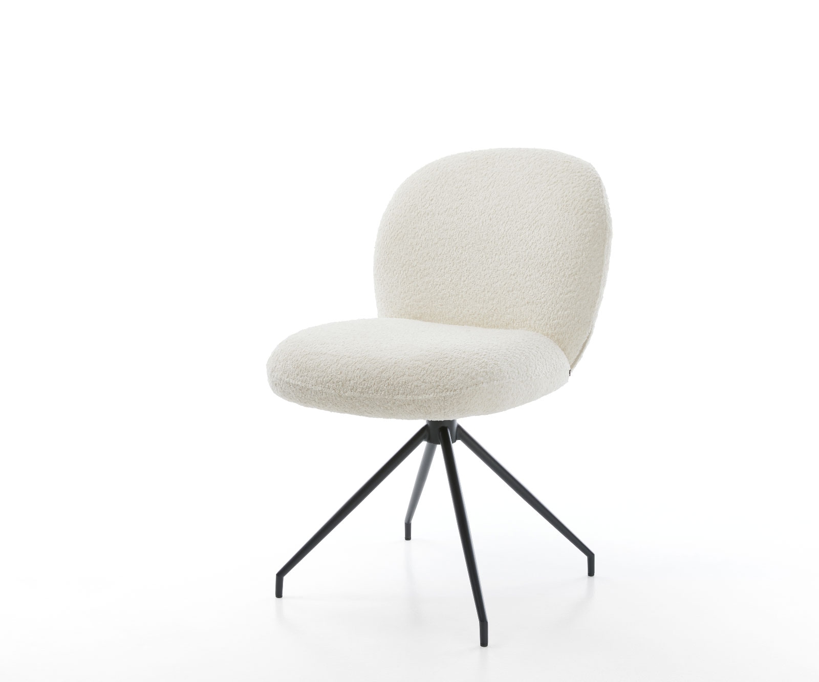 Draaistoel Nube-Flex bouclé wit kruisframe conisch zwart 180° draaibaar pocketveer kern