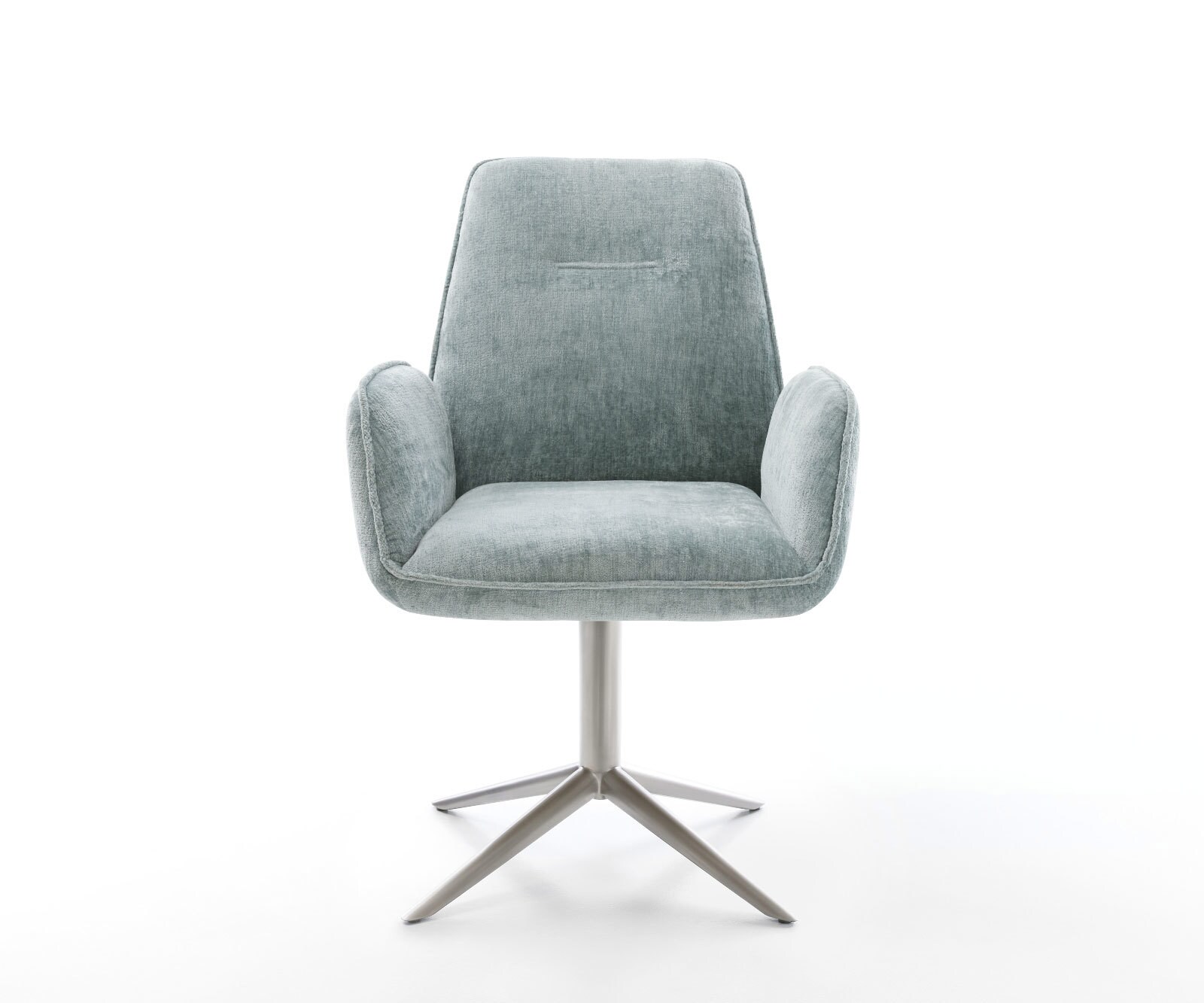 Draaistoel Zoa-Flex chenille pastelblauw kruispoot roestvrij staal 360° draaibaar rocker-functie pocketveer kern 2